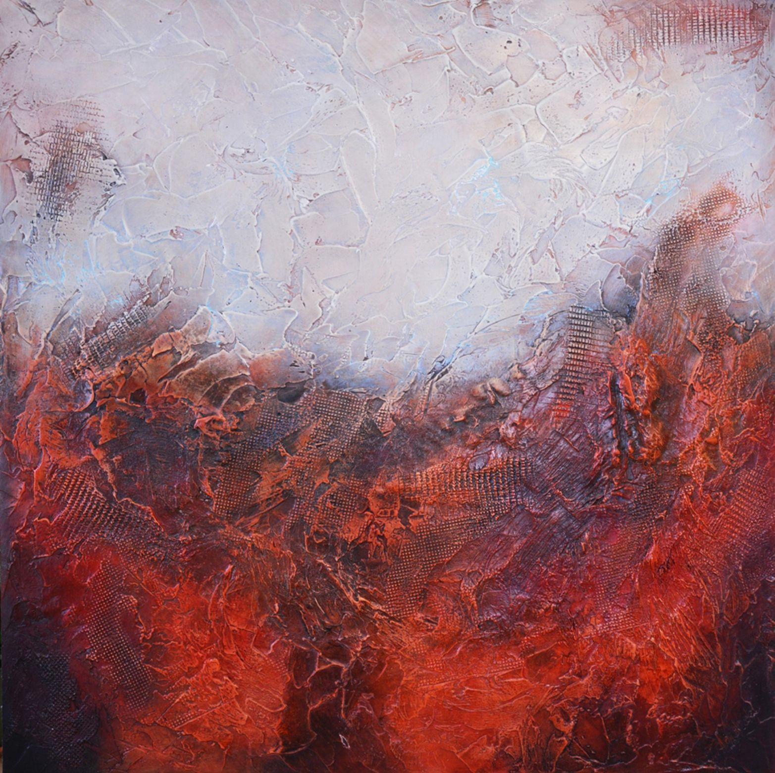 Andrada Anghel Abstract Painting - Red Planet, Painting, Oil on Wood Panel