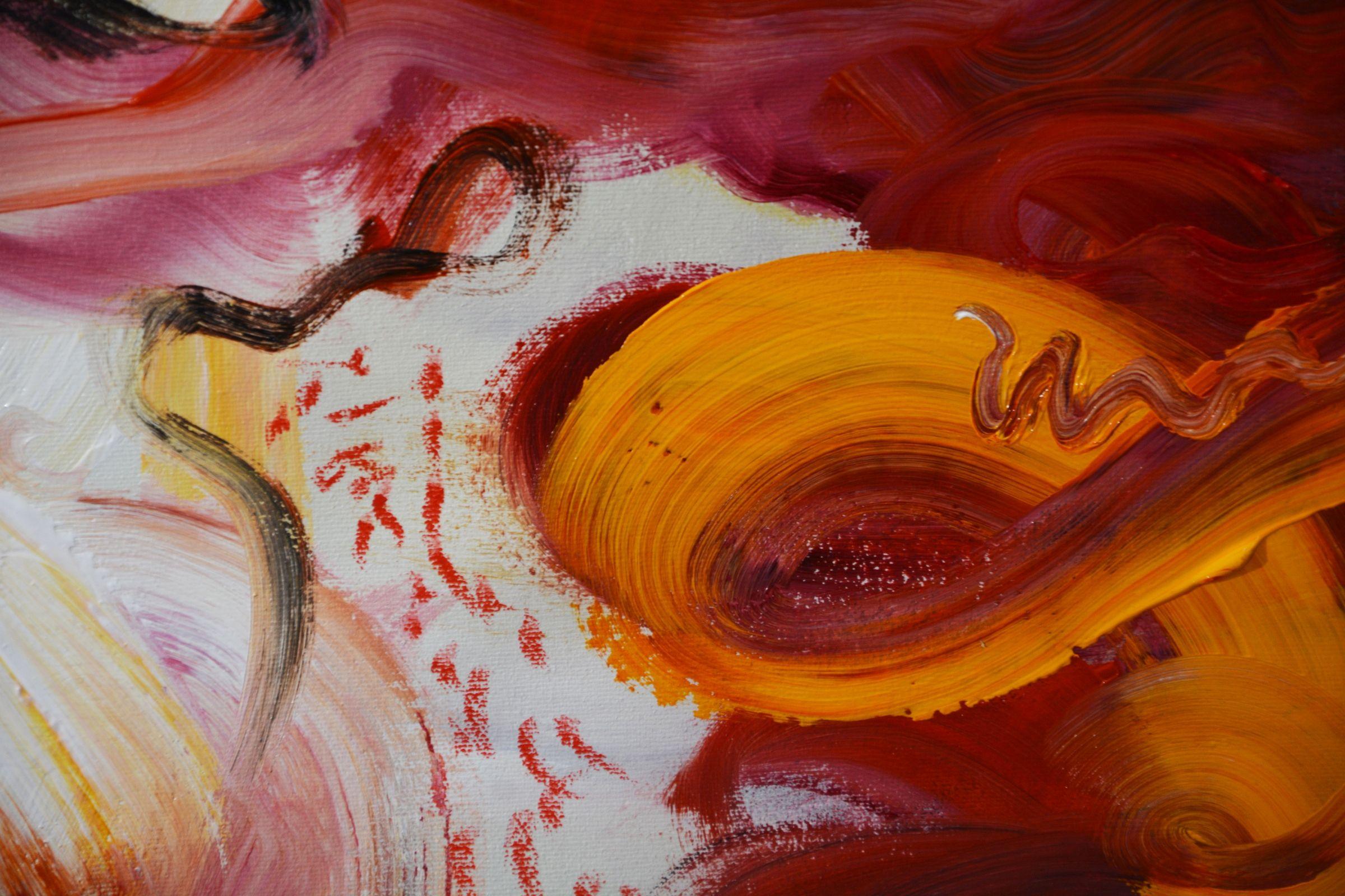 Acuérdate de jugar, Pintura, Acrílico sobre lienzo - Abstract Painting Marrón de Andrada Anghel