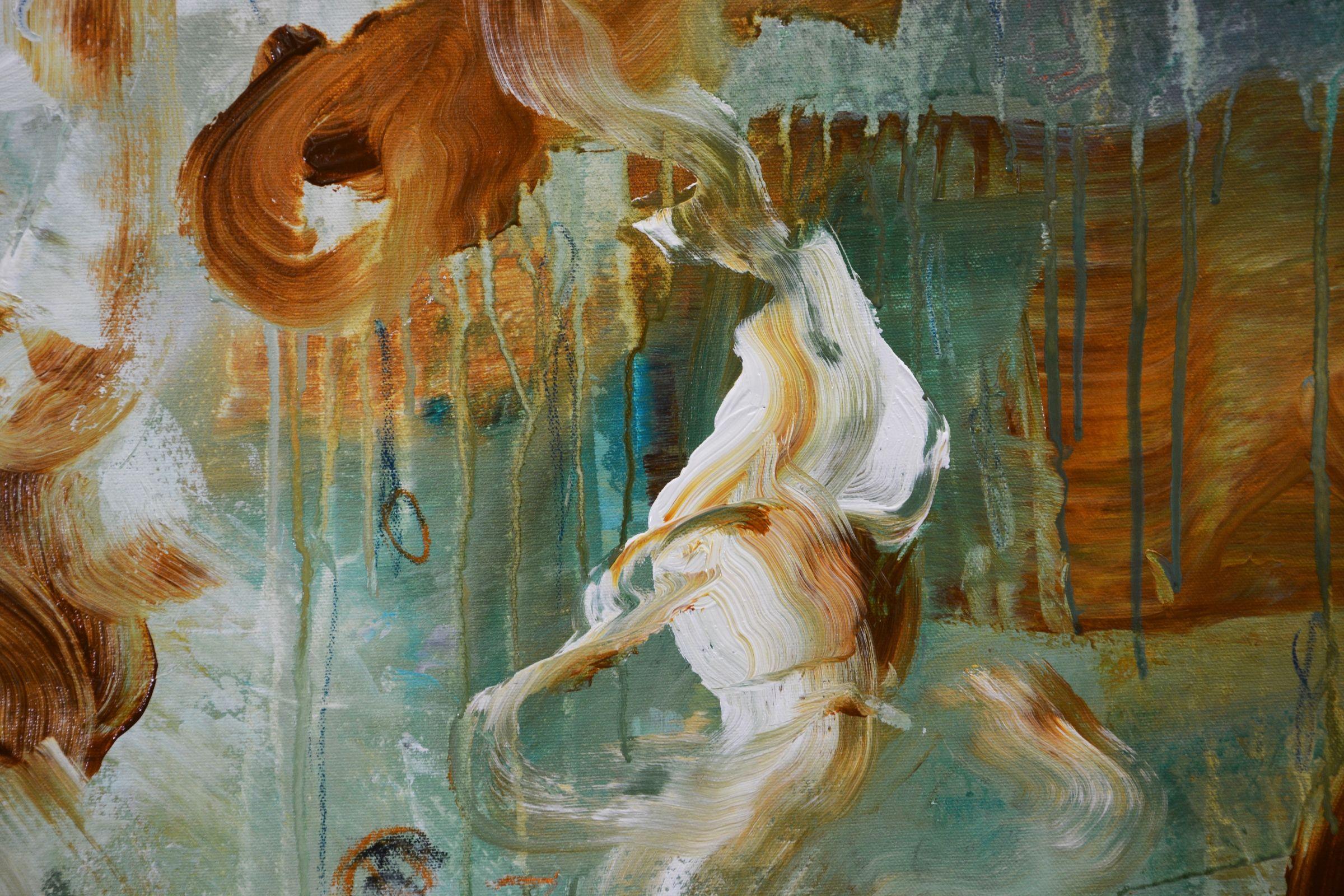 Renacimiento, Pintura, Acrílico sobre lienzo - Abstract Painting Gris de Andrada Anghel