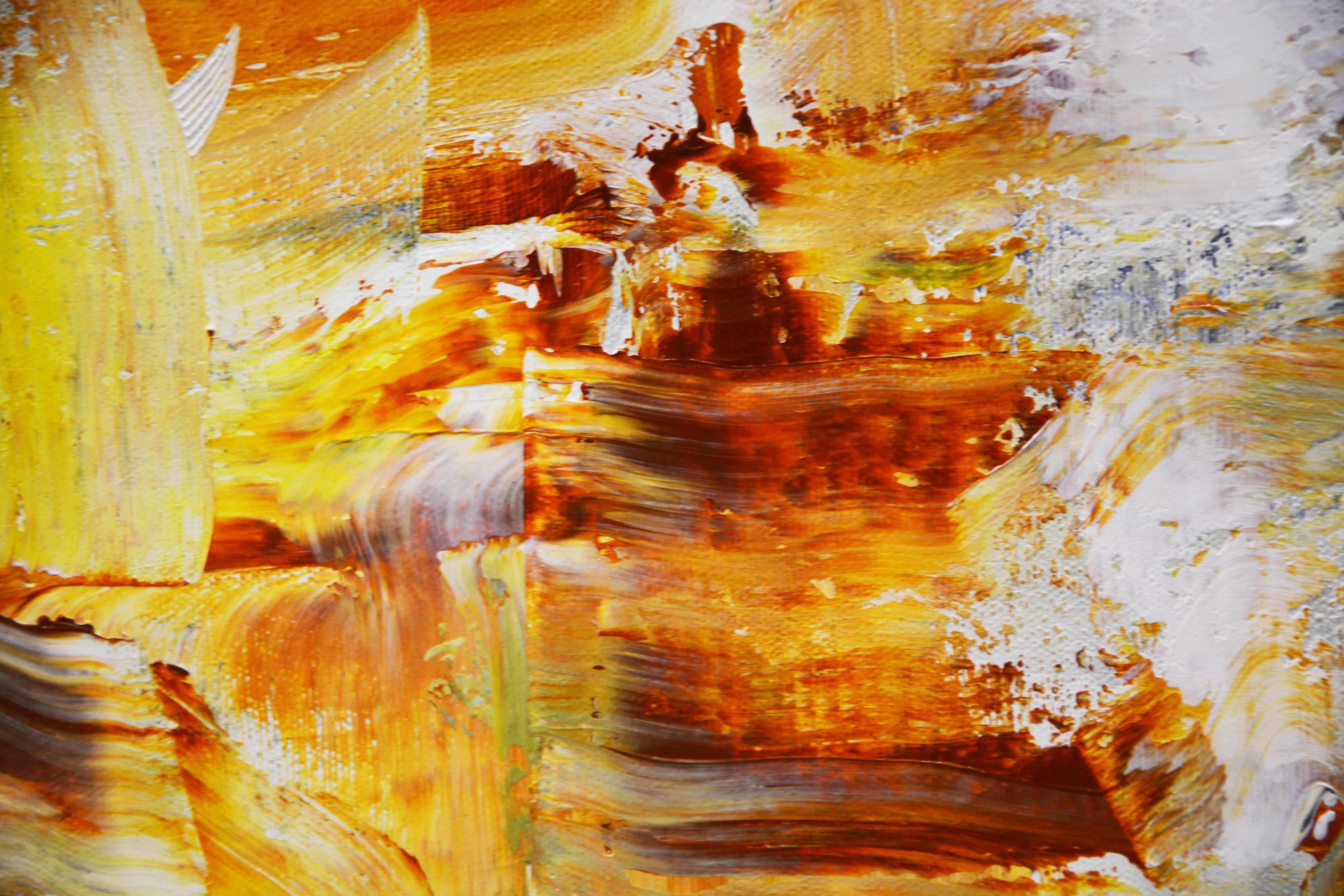 Un dipinto astratto colorato e luminoso su tela, un fantastico spunto di conversazione e un'ottima idea per qualsiasi stanza. Aggiungi un tocco di colore e porta una sensazione di felicità e allegria. :) Il dipinto è stato realizzato con colori