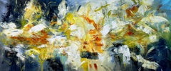 Naviguer vers le coucher du soleil, peinture, acrylique sur toile