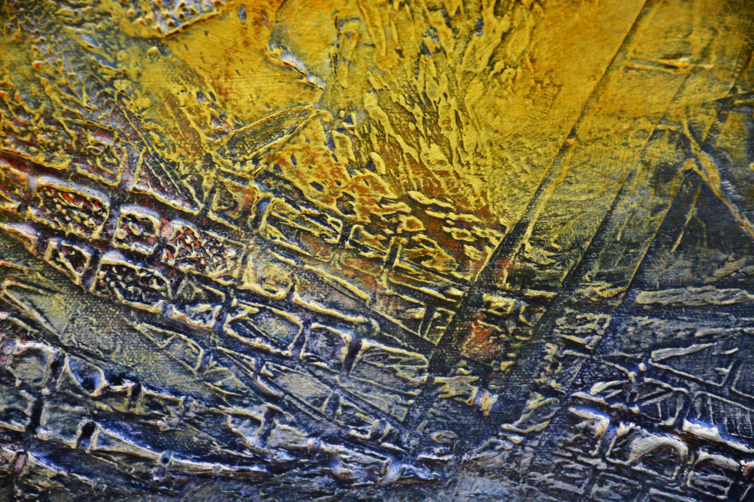 Tormenta de arena sobre los restos de un pueblo perdido, Pintura, Acrílico sobre lienzo - Painting Otro estilo de arte de Andrada Anghel