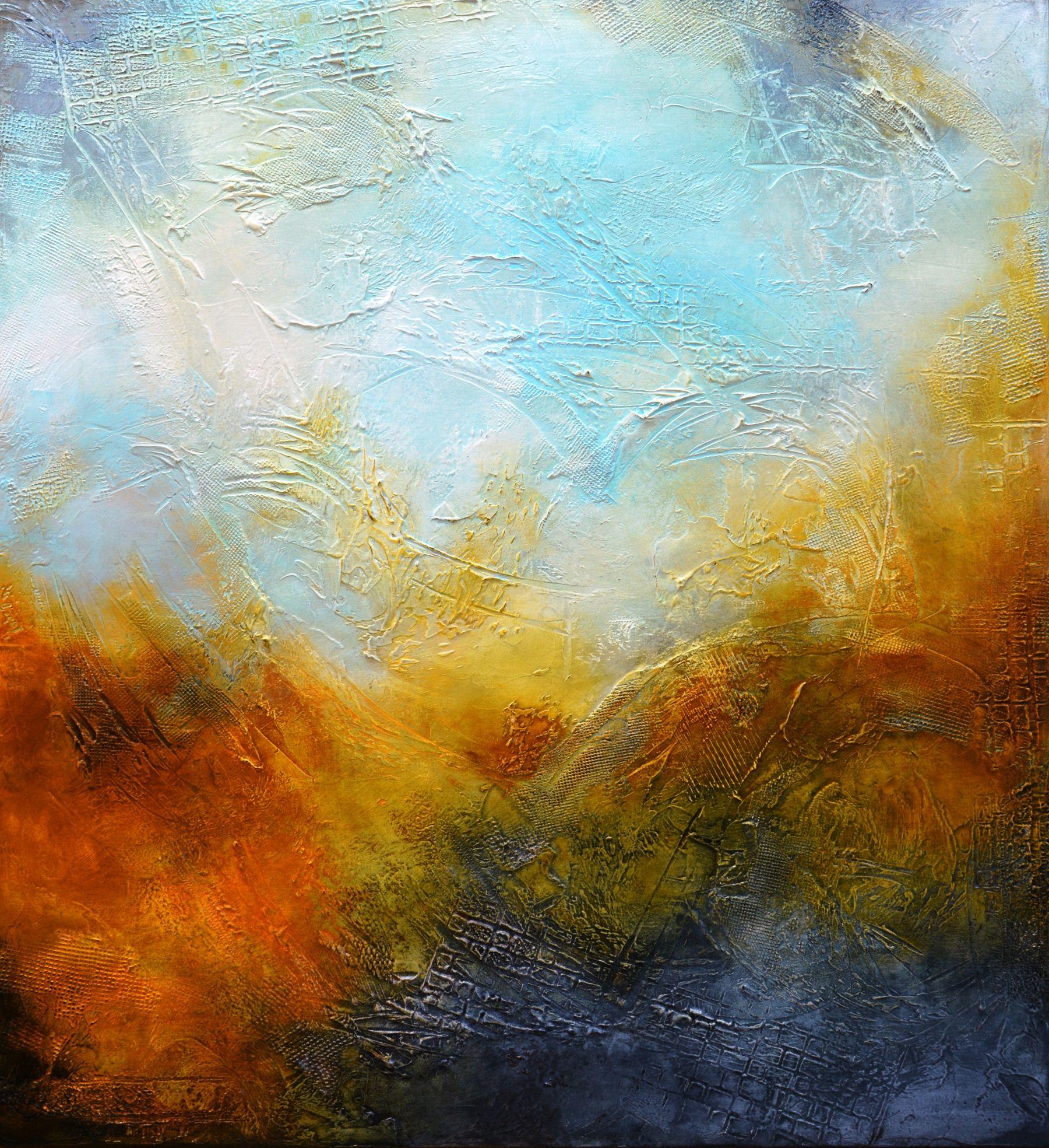 Tormenta de arena sobre los restos de un pueblo perdido, Pintura, Acrílico sobre lienzo - Painting de Andrada Anghel