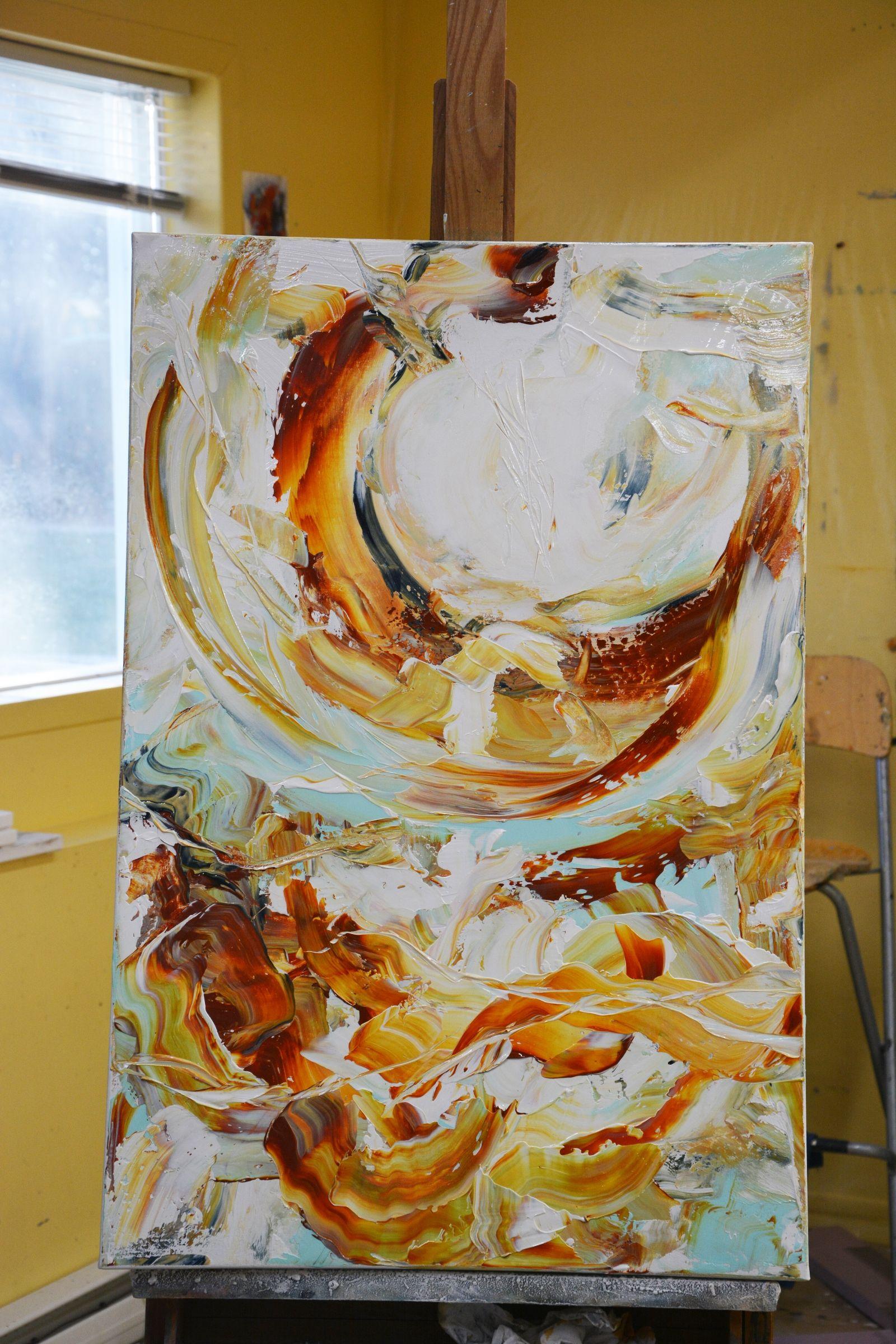 vortex écume de mer, peinture, acrylique sur toile - Abstrait Painting par Andrada Anghel