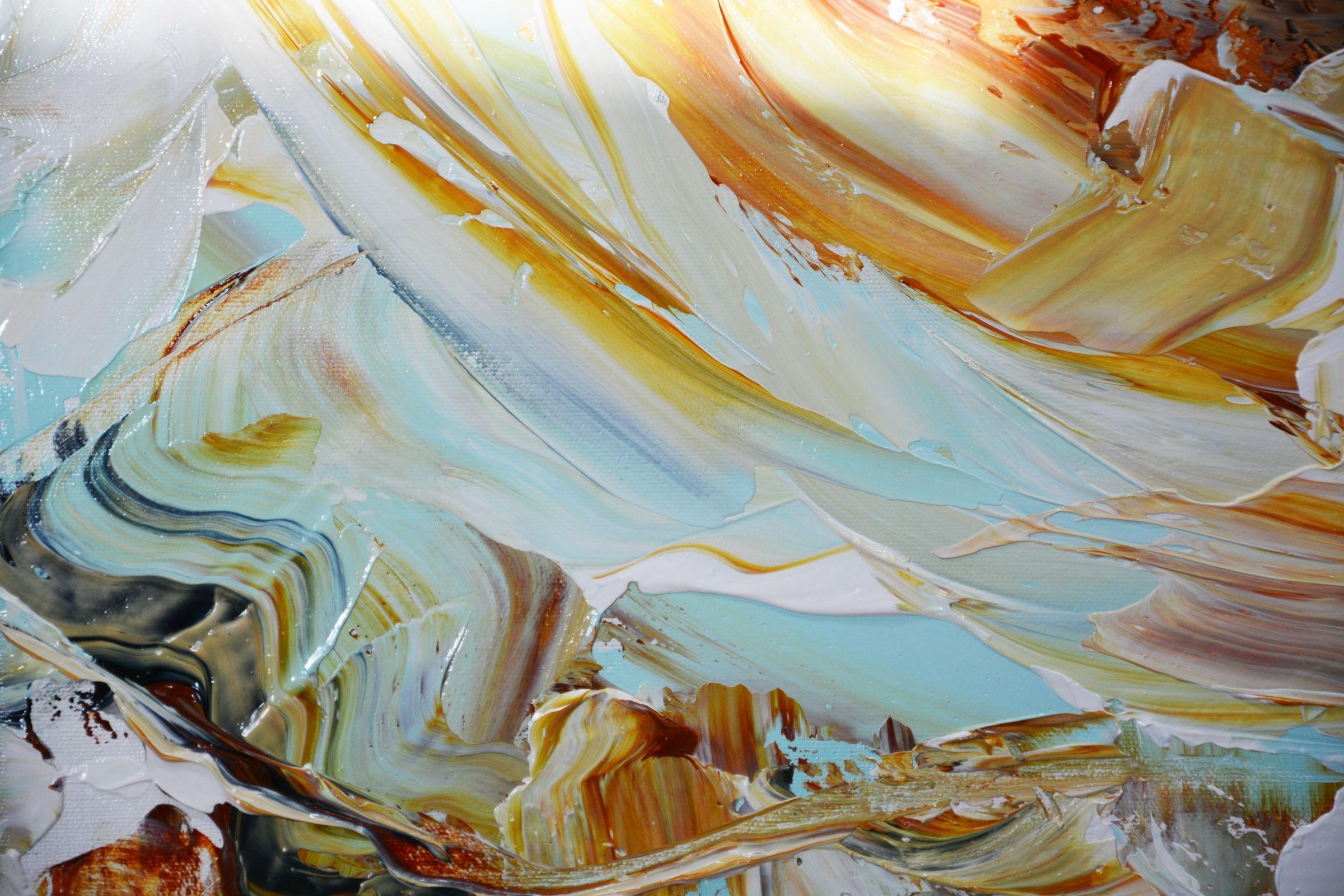 vortex écume de mer, peinture, acrylique sur toile - Beige Abstract Painting par Andrada Anghel