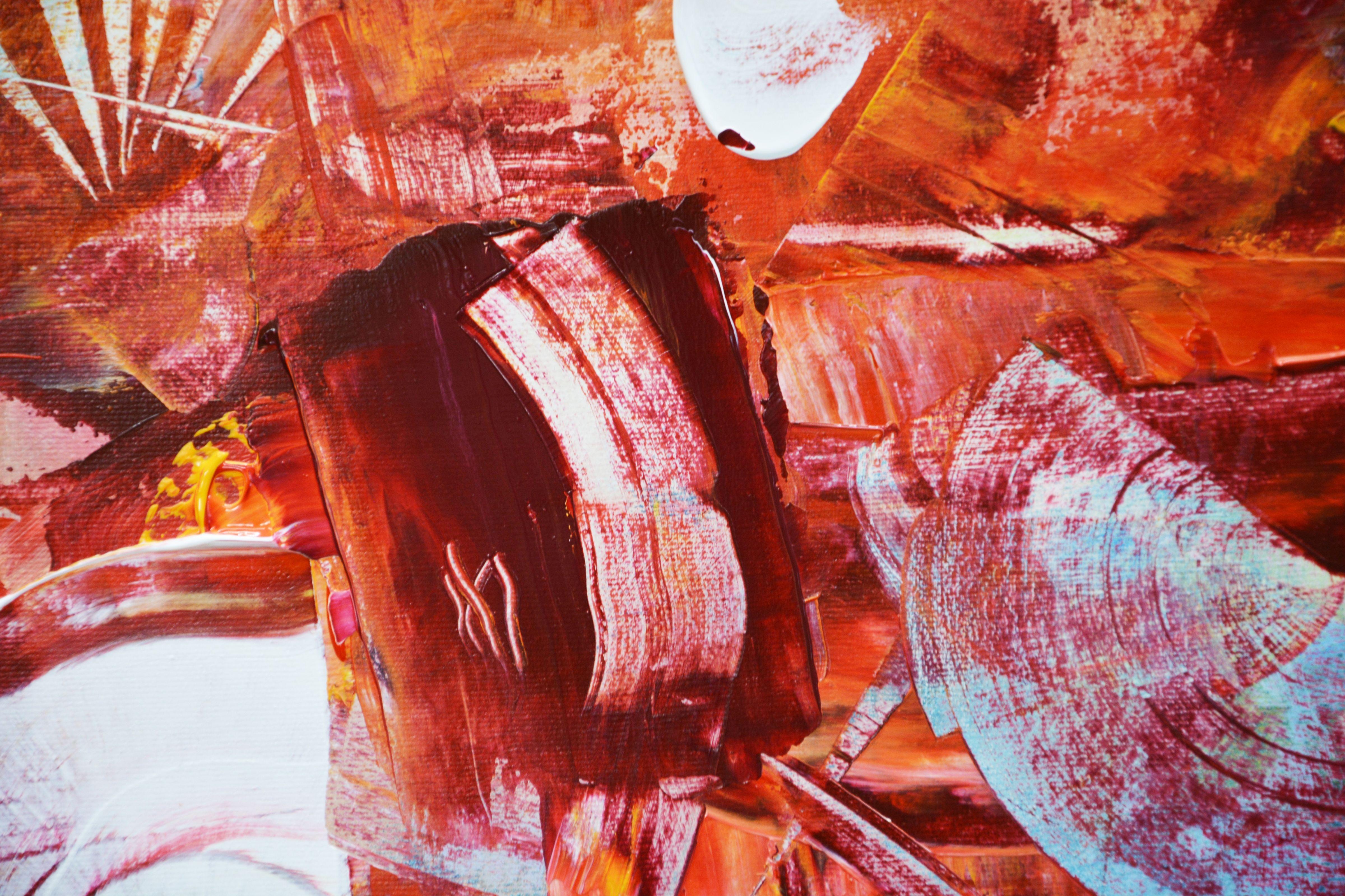 Zum Glück verurteilt, Gemälde, Acryl auf Leinwand (Beige), Abstract Painting, von Andrada Anghel