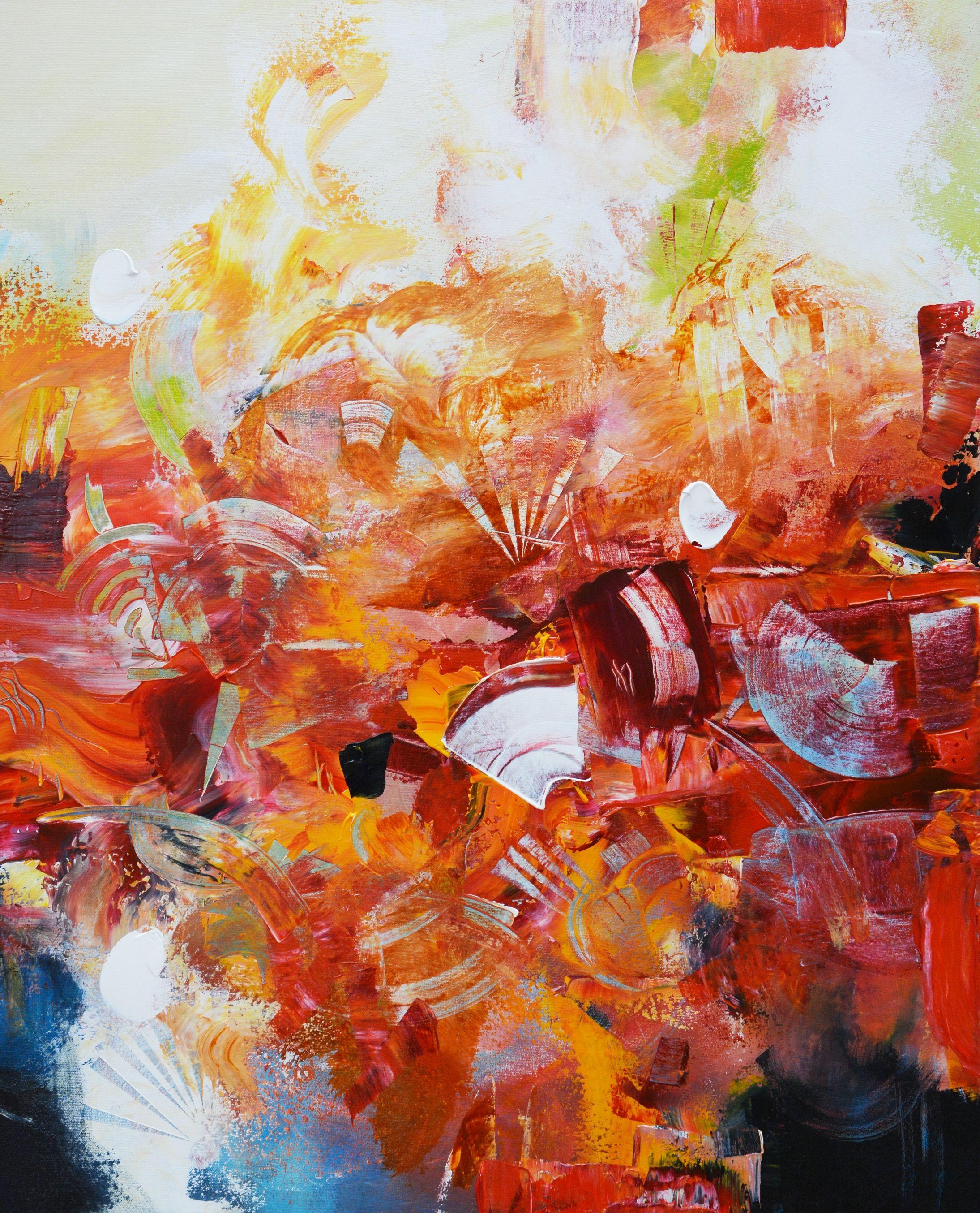 Andrada Anghel Abstract Painting – Zum Glück verurteilt, Gemälde, Acryl auf Leinwand
