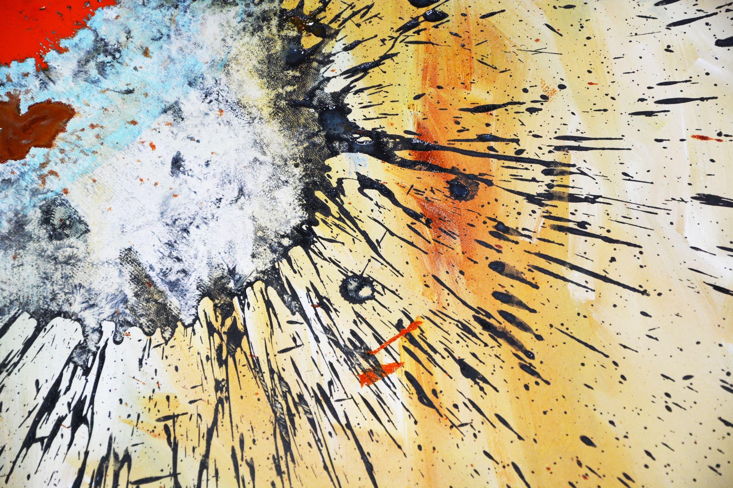 - Title: Short-term change 2- A radiograph of my mind series  A painting like no other, chaotic thoughts about a bright future. This painting is about me; today, I'm scared but hopeful. I choose colors to brighten my day and to brighten your home. 