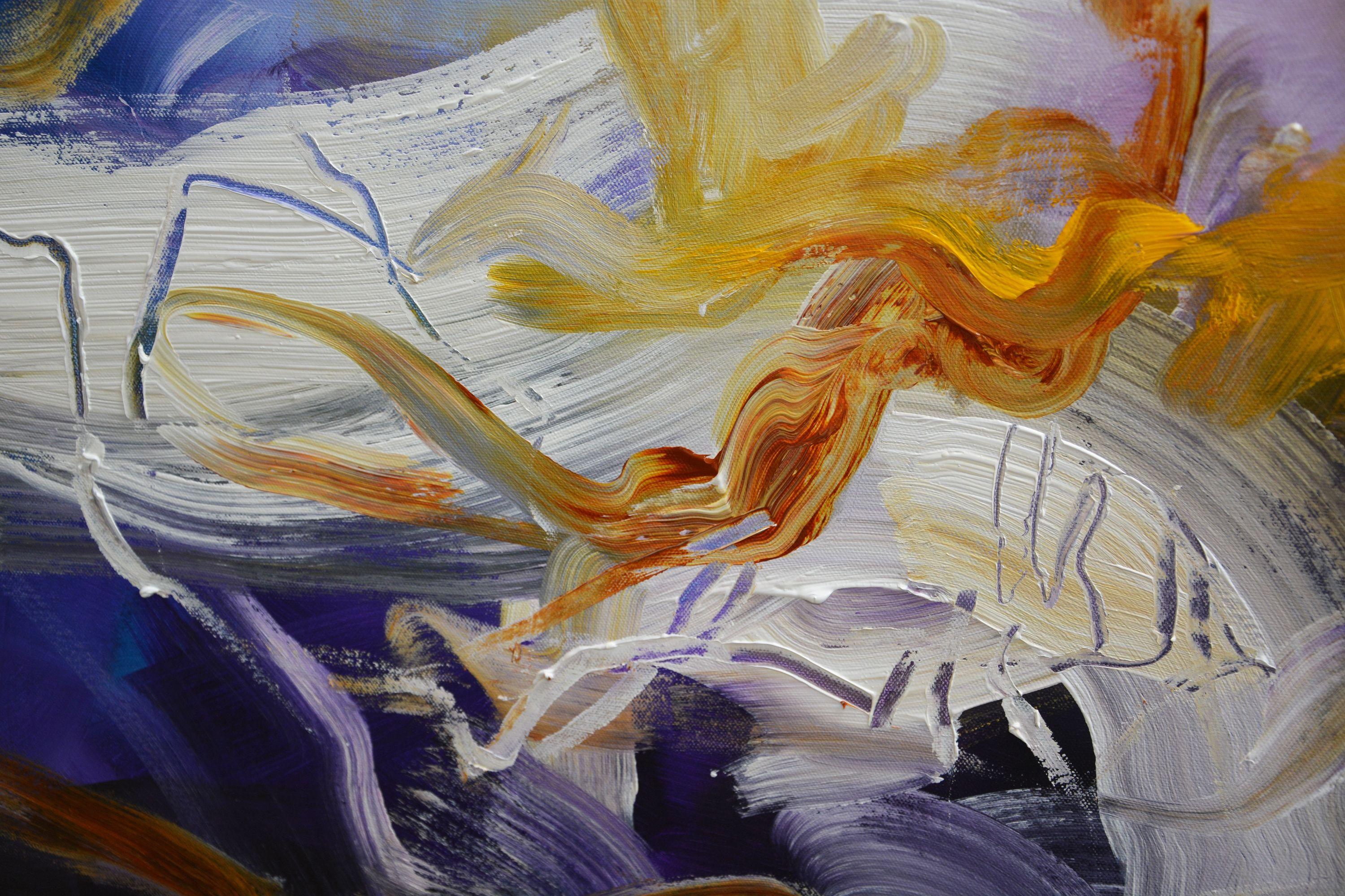 El origen del momento, Pintura, Acrílico sobre lienzo - Abstract Painting Gris de Andrada Anghel