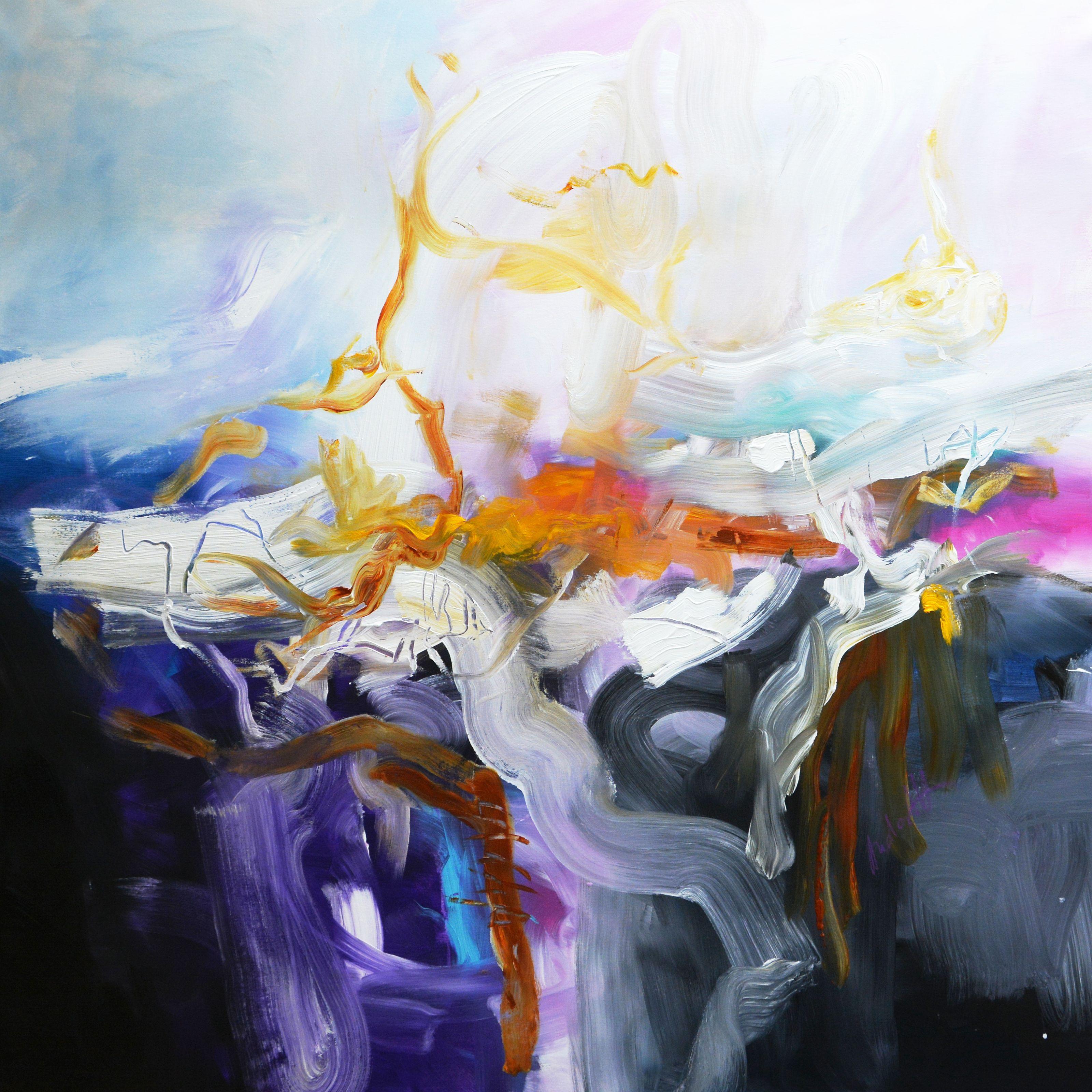 Andrada Anghel Abstract Painting – Der Ursprung des Augenblicks, Gemälde, Acryl auf Leinwand