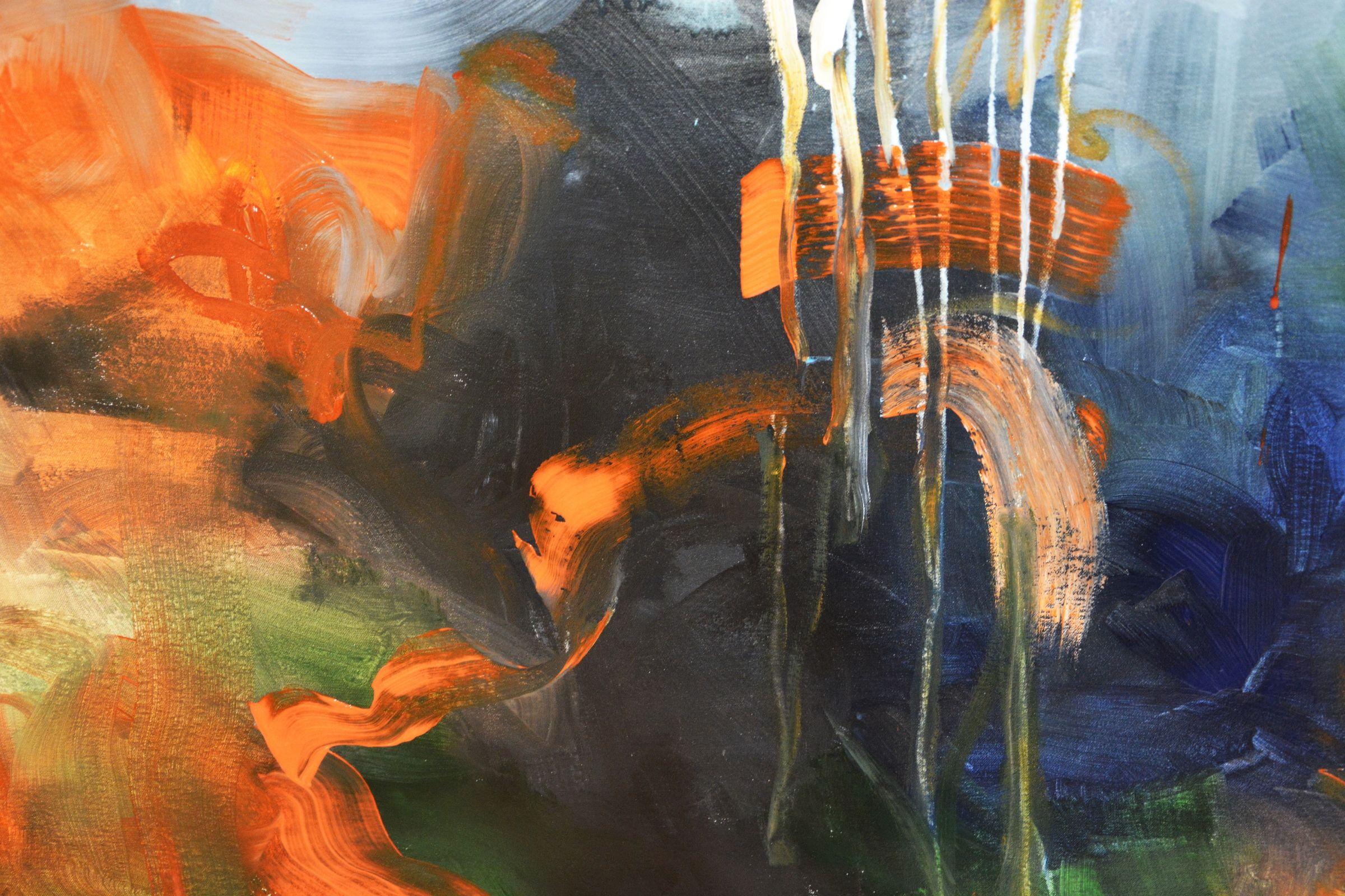 La turbulenta frivolidad de la naranja, Pintura, Acrílico sobre lienzo - Painting Expresionismo abstracto de Andrada Anghel