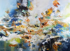 Aquarell Lilien, Gemälde, Acryl auf Leinwand