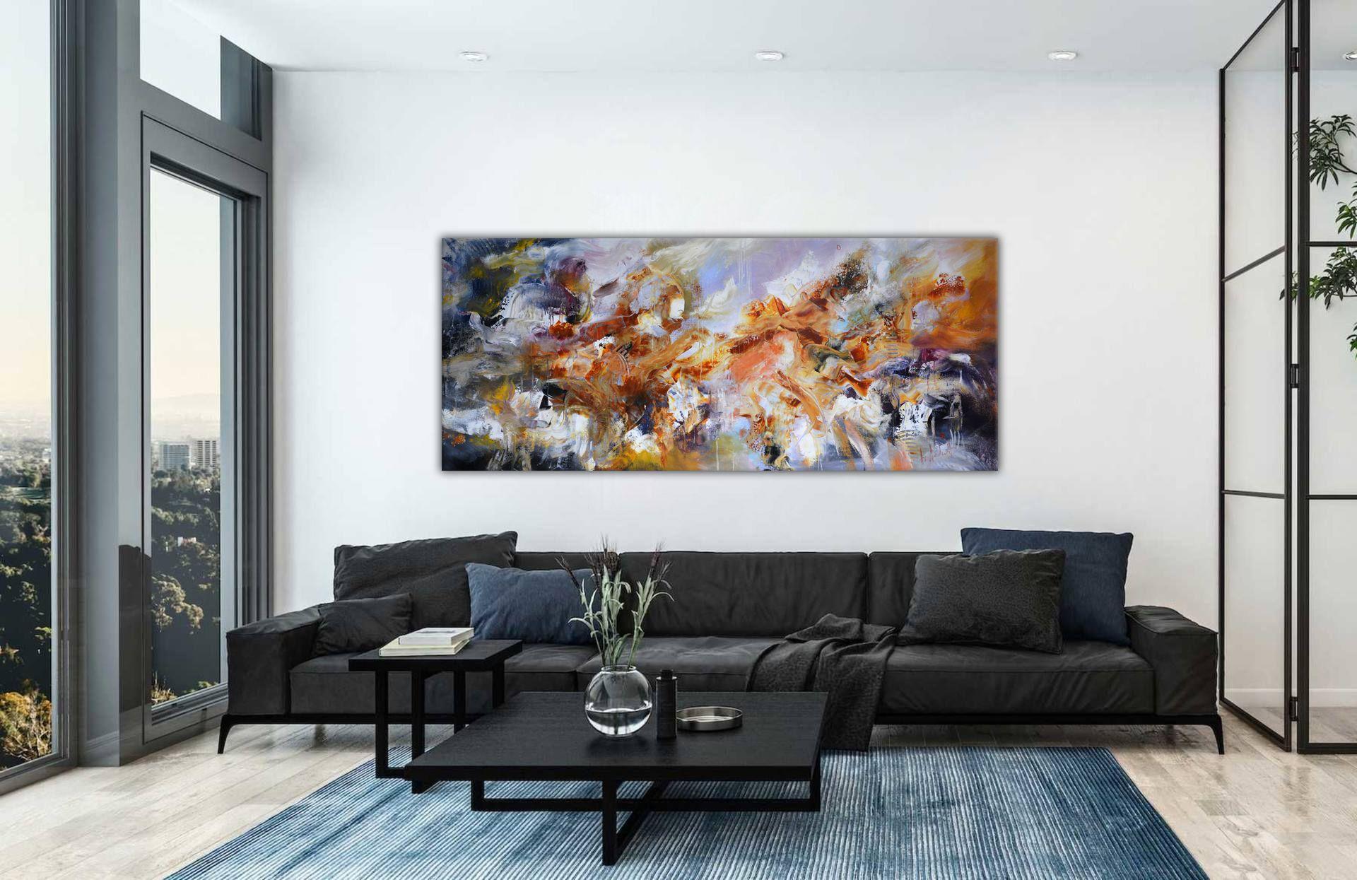 Windy day at Seven Coloured Earth, Painting, Acrylic on Canvas - Brown Abstract Painting by Andrada Anghel