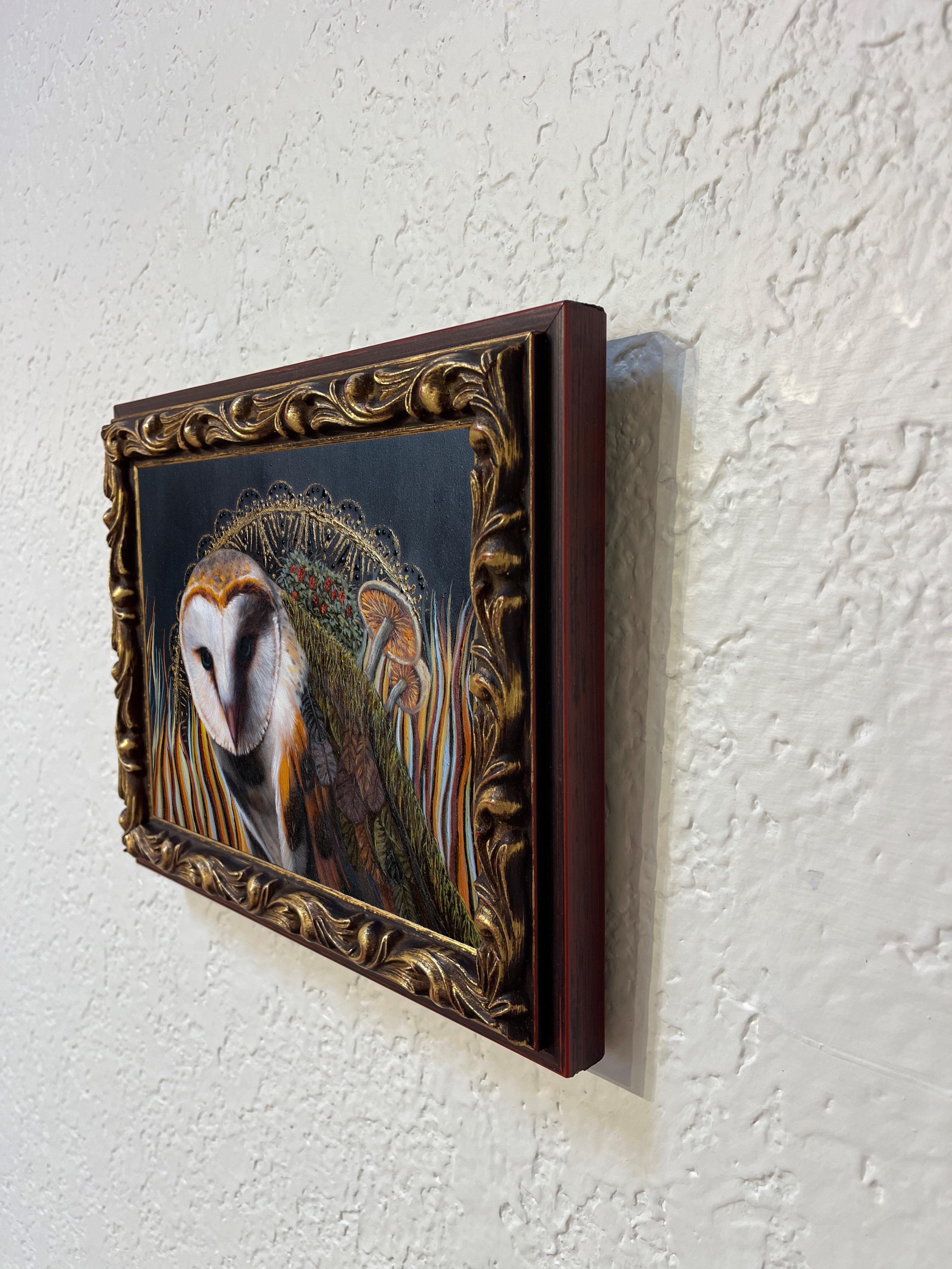Andrada Trapnell's 'Dream Catcher' Original Owl Oil Painting with Ornate Frame For Sale 8