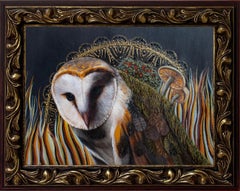 Andrada Trapnell's 'Dream Catcher' Original Owl Oil Painting with Ornate Frame