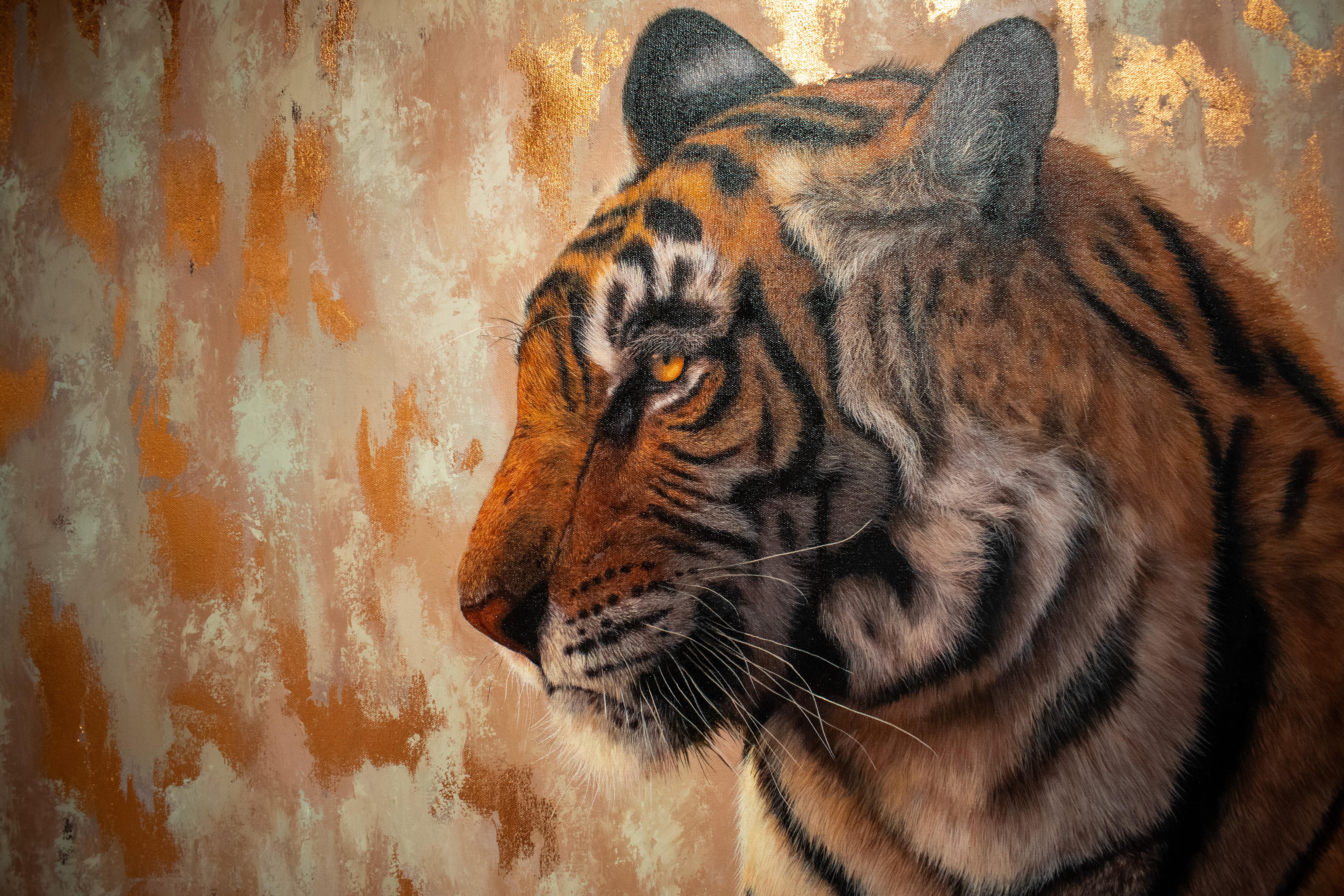Andrada Trapnell's „My Serious Side“ Original Tiger-Ölgemälde, Original im Angebot 2
