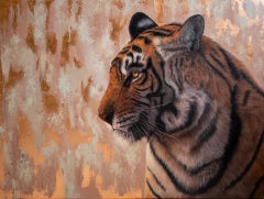 Peinture à l'huile originale du tigre « My Serious Side » d' Andrada Trapnell