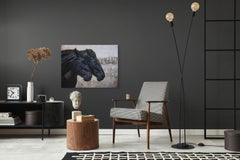 Pintura al óleo original "Sombras" de Andrada Trapnell Pareja de caballos negros