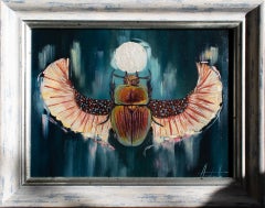 "Tótem escarabajo" (2024) Por Andrada Trapnell, Pintura al óleo original sobre tabla