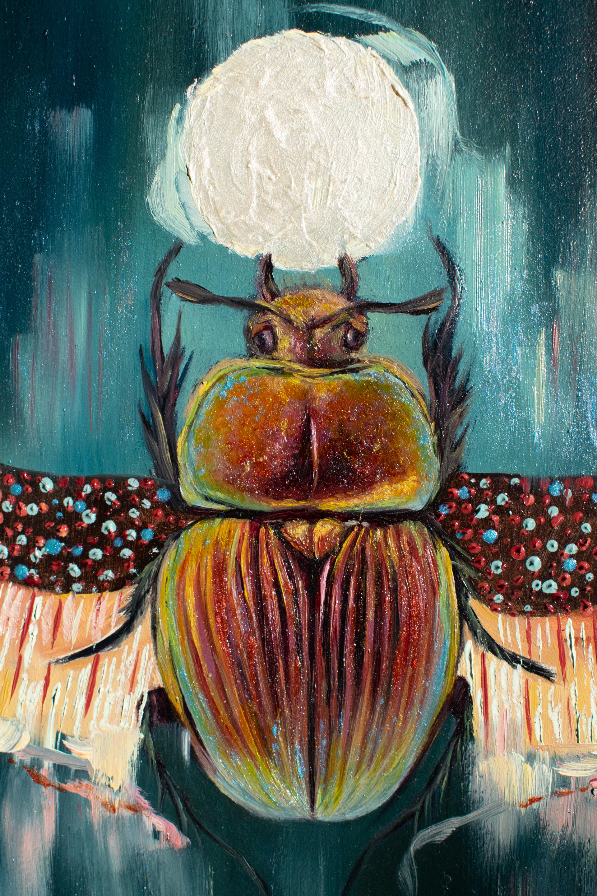 „Scarab Totem“ (2024) von Andrada Trapnell, Original-Ölgemälde auf Karton im Angebot 4