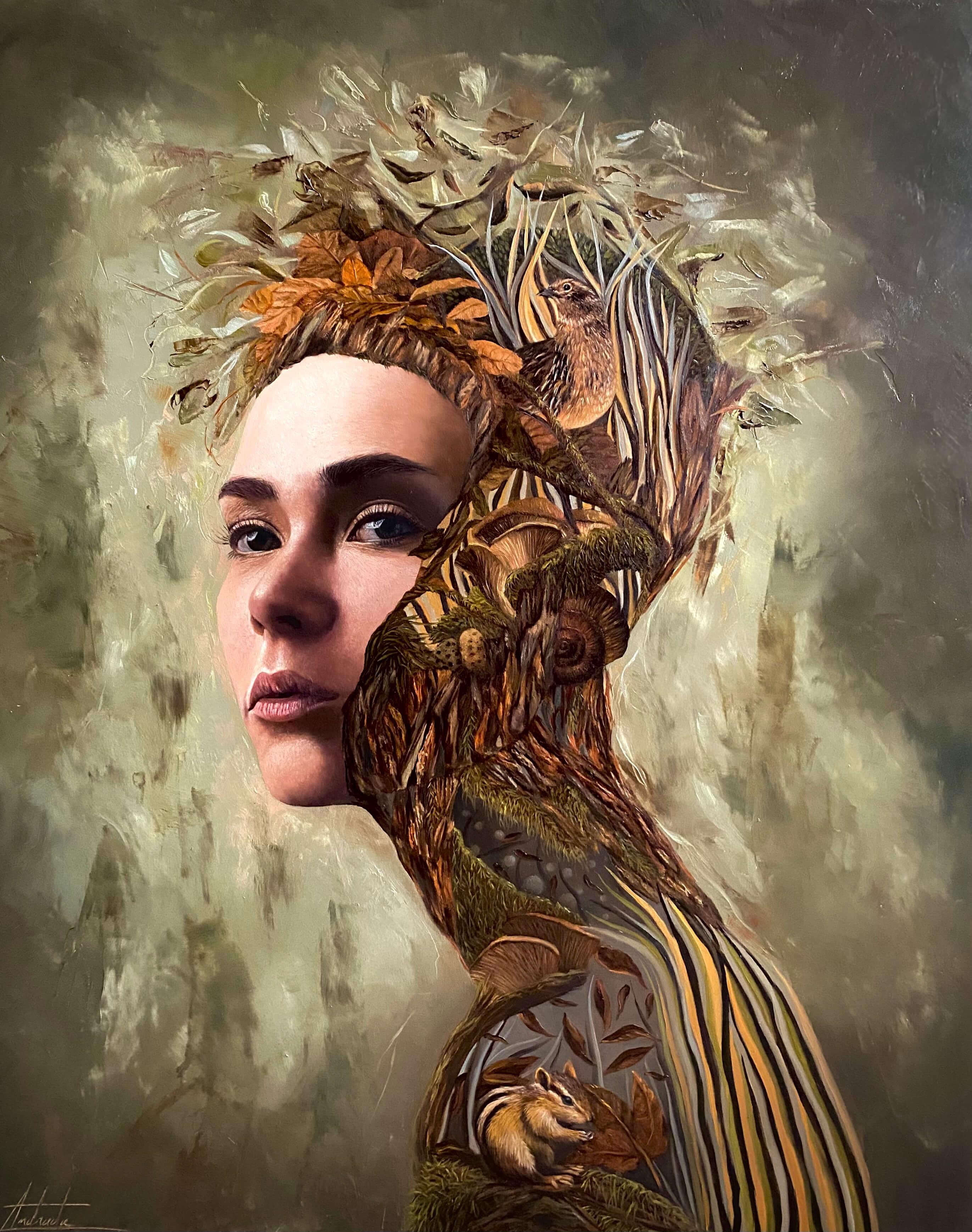 "The Essence of Me" - Abstract Figurative Realist Portrait, Oil Painting