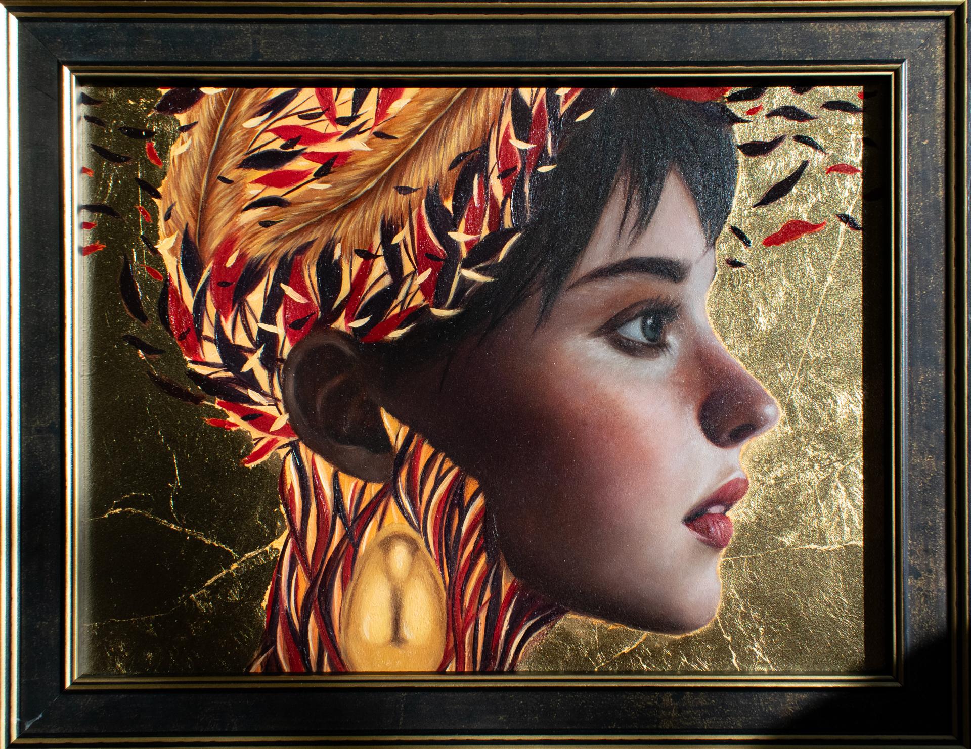 „Truth“ (2024) von Andrada Trapnell, Original-Ölgemälde, Blattgold, Porträt im Angebot 1