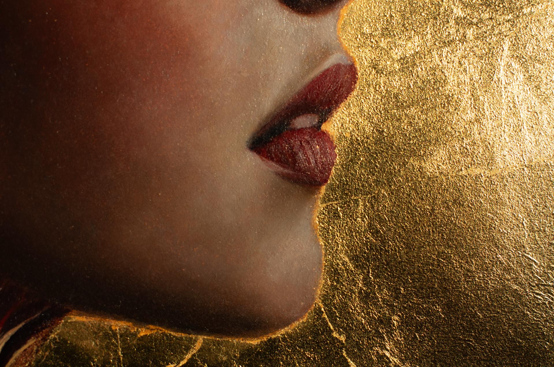„Truth“ (2024) von Andrada Trapnell, Original-Ölgemälde, Blattgold, Porträt im Angebot 4
