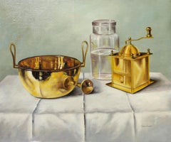 Vintage Still Life Oil Painting by Andras Gombar