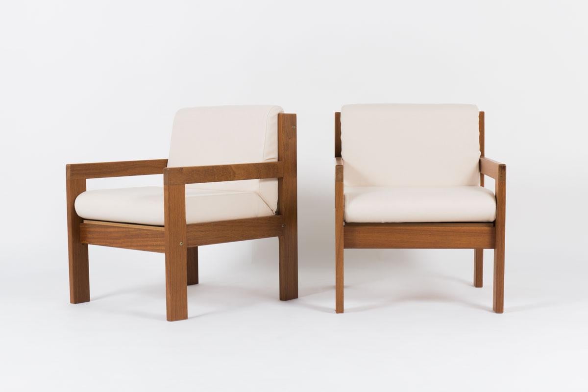Set of 2 armchairs produced by the famous French cabinetmaker Andre Sornay in1960. 