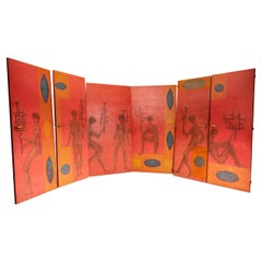 Andre Acquart, Suite di sei porte in legno con decorazione dipinta.