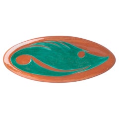 André Aleth Masson, Large Organic Fish Ceramic Platter, France 1950s