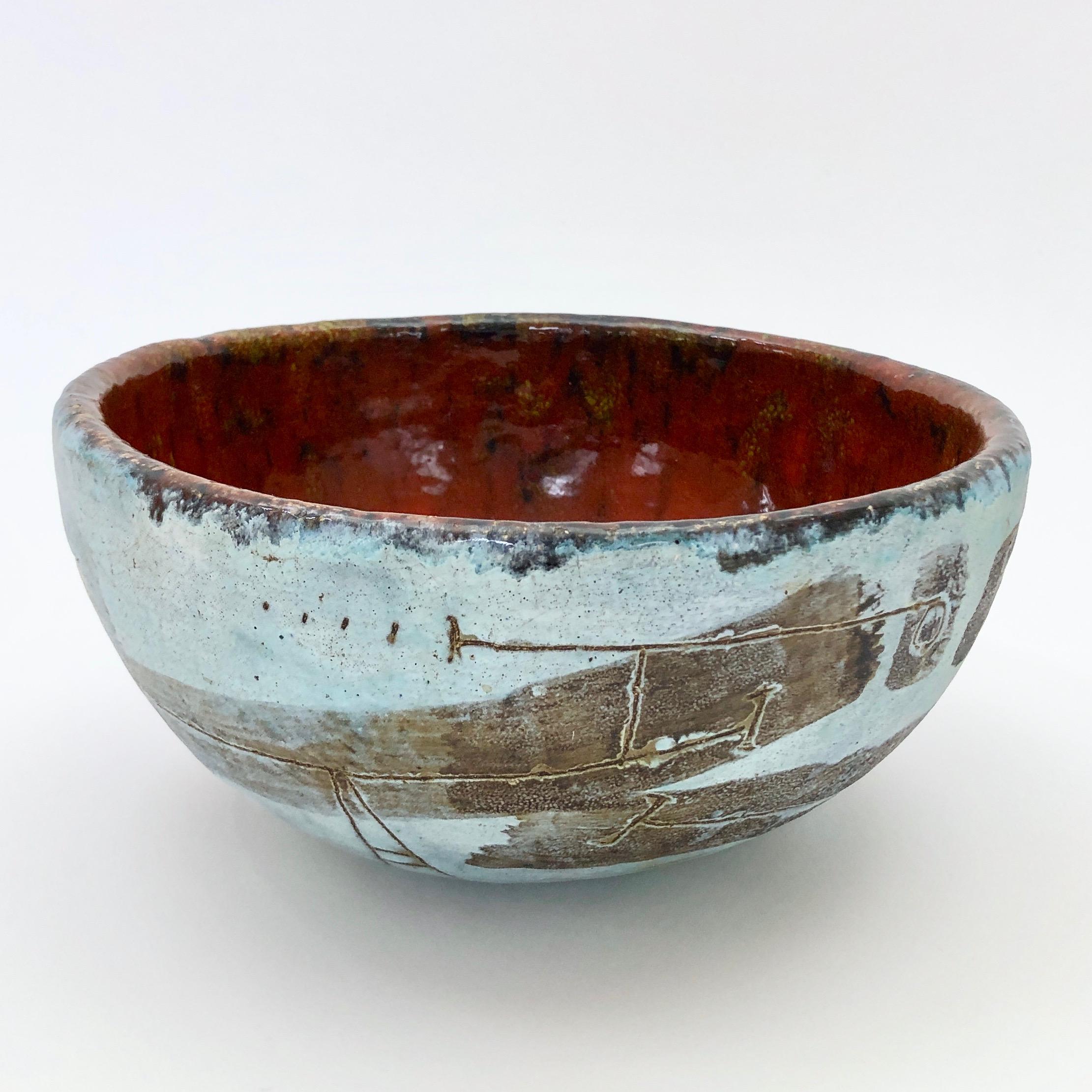 Mid-Century Modern Andre Aleth Masson, Modern Ceramic Bowl For Sale