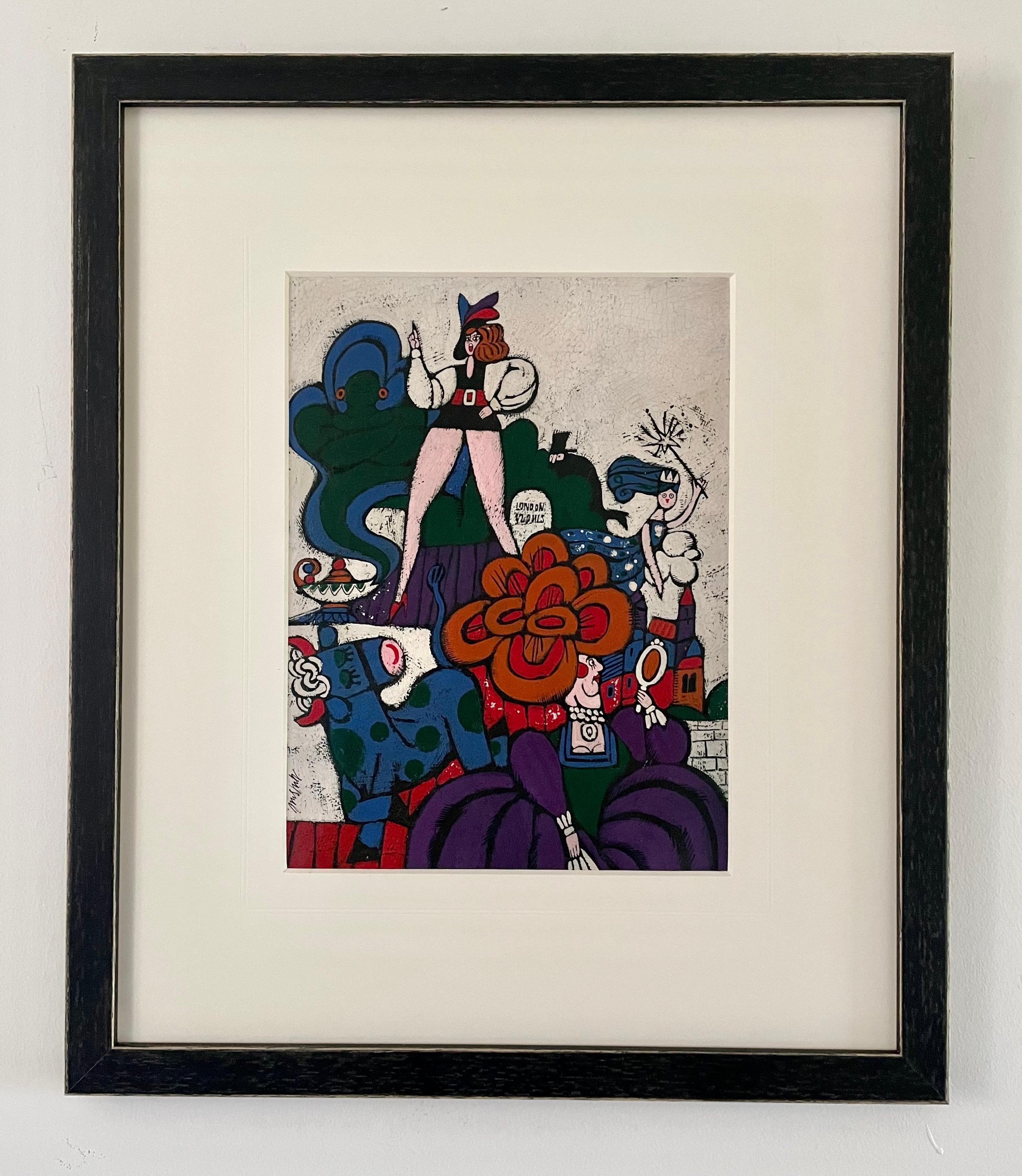 Andre Amstutz - Ilustración original británica del siglo XX - La Pantomima - Painting de andre amstutz