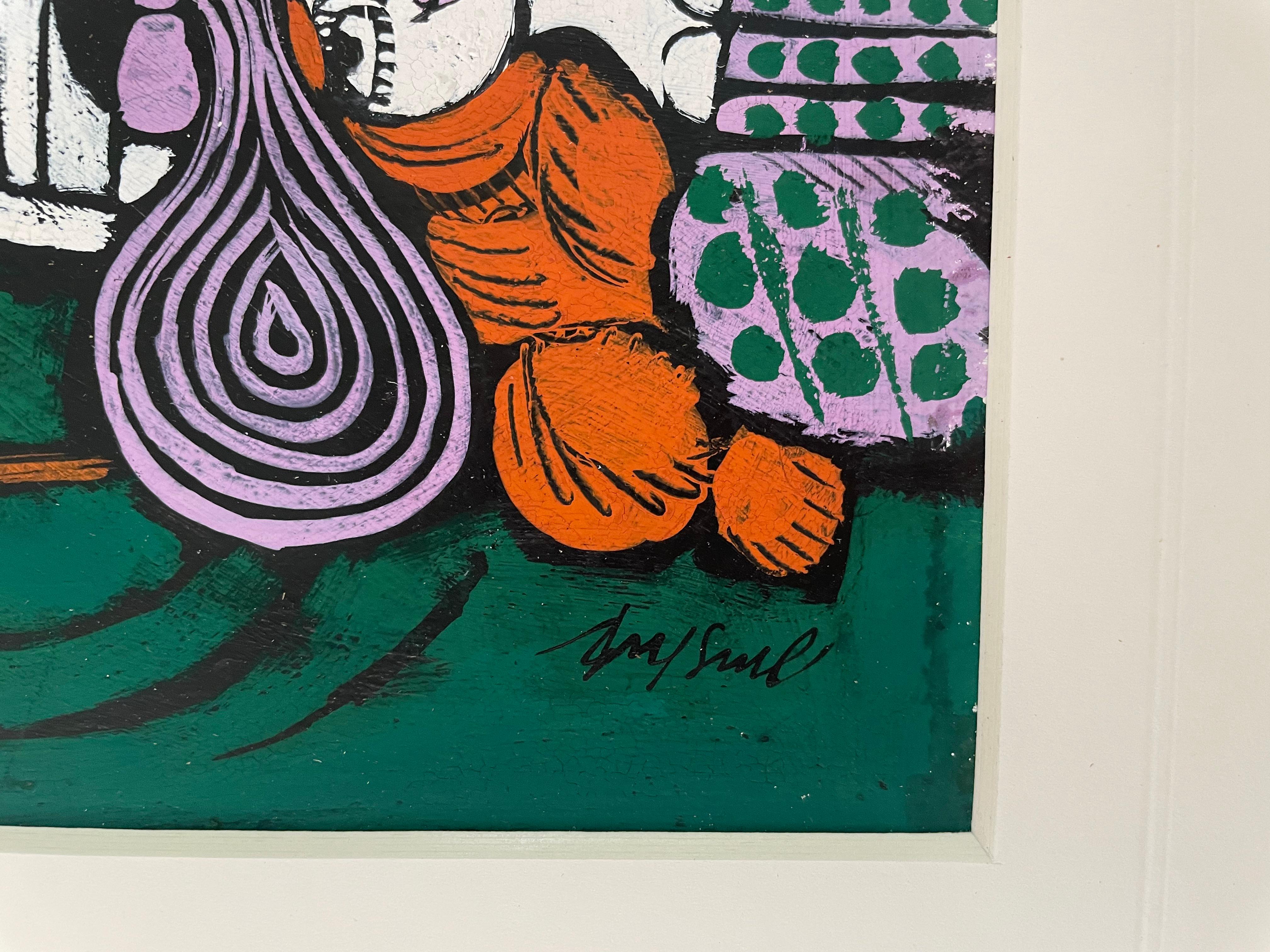 Andre Amstutz - Punting - Ilustración Pop Art británica de finales de los 60 - óleo sobre tabla - Painting Arte pop de andre amstutz