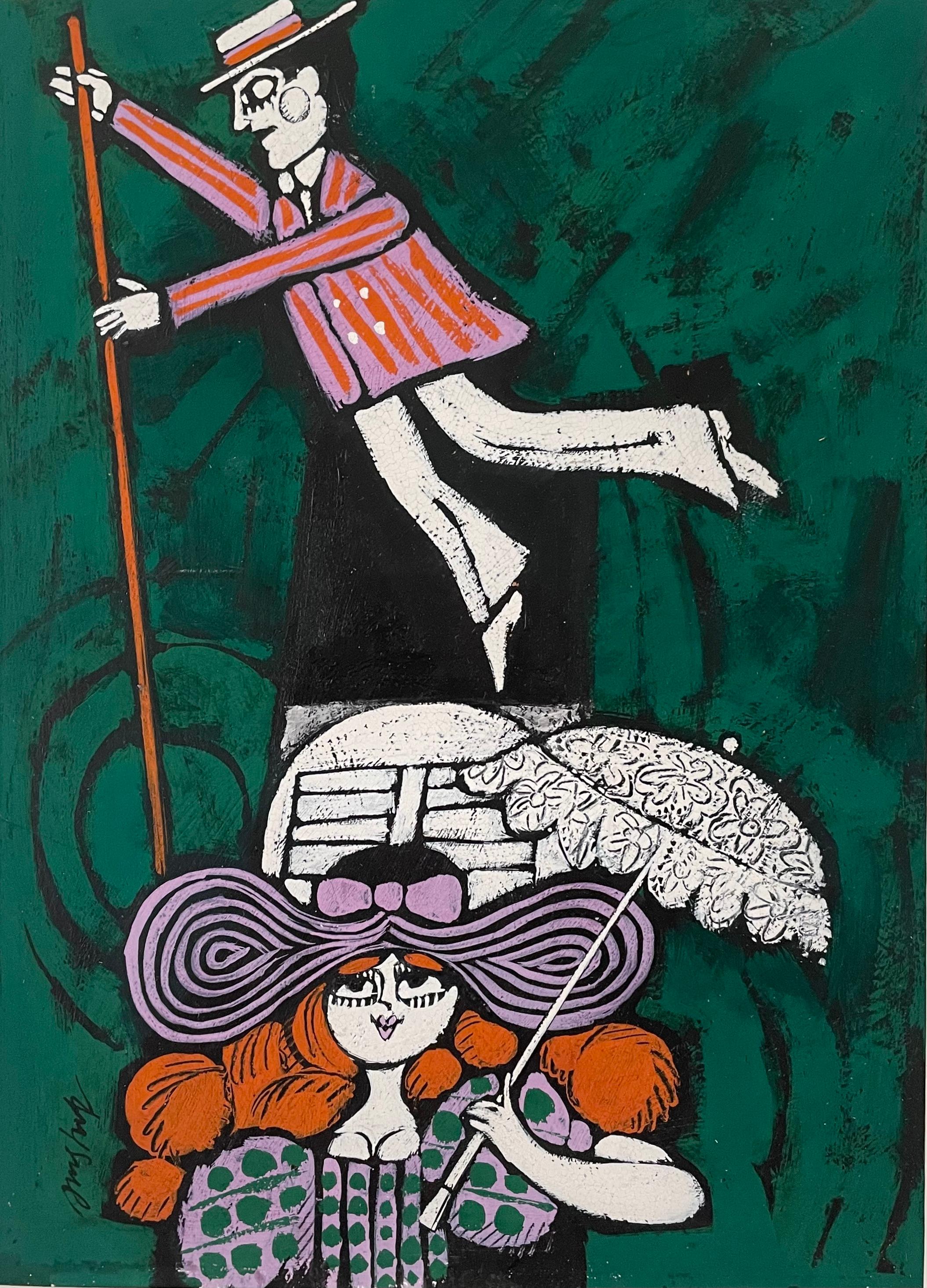 Figurative Painting de andre amstutz - Andre Amstutz - Punting - Ilustración Pop Art británica de finales de los 60 - óleo sobre tabla