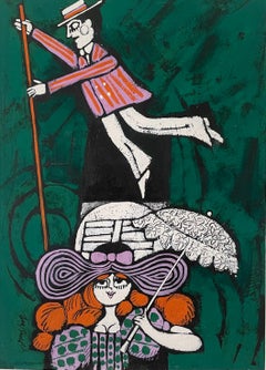 Andre Amstutz - Punting - late 1960s British Pop Art Illustration - oil on board