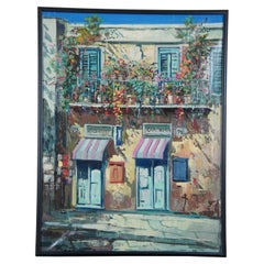 Andre Andreoli Italian Street Scene Oil Painting Tobacco Shop Cityscape Canvas