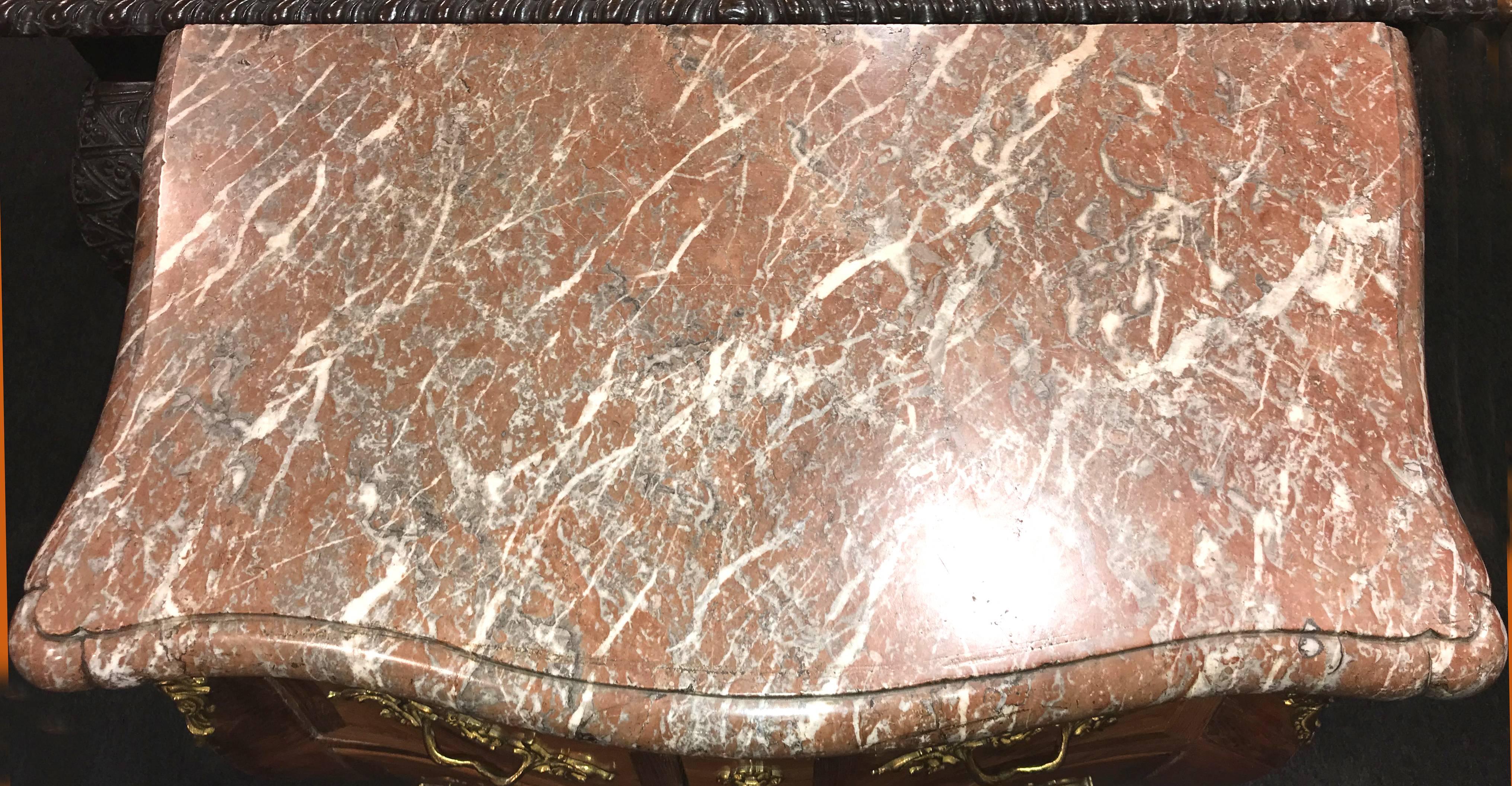 Andre Antoine Lardin French Diminutive Louis XV Marble-Top Commode In Excellent Condition For Sale In Milford, NH