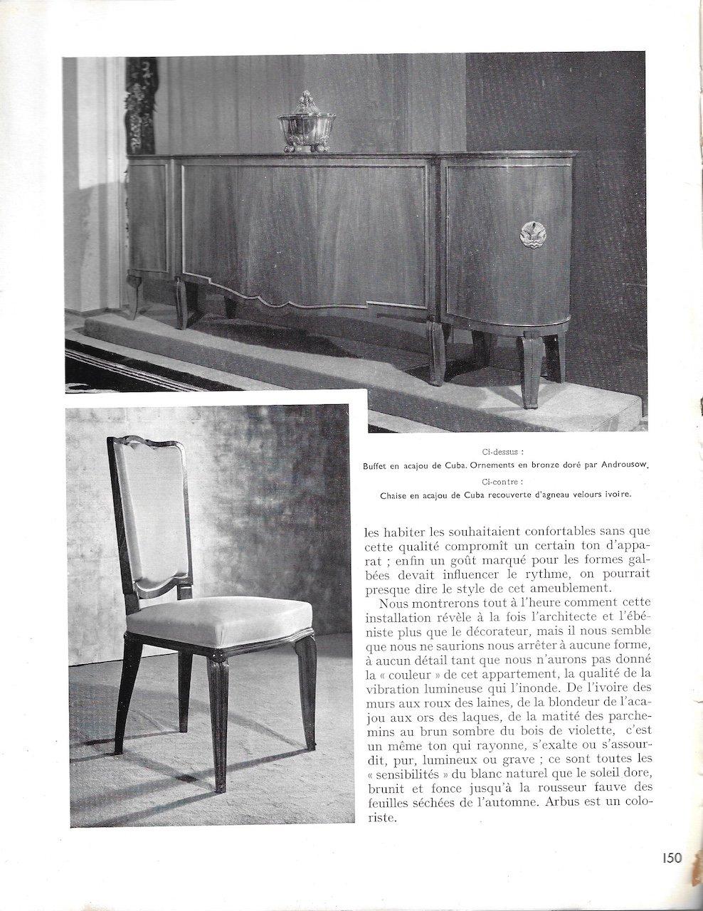 Set di DUE sedie da pranzo in stile Art Deco di Andre Arbus in vendita 8