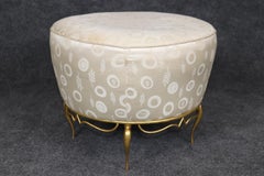 Andre Arbus Art Deco Style Gilt Iron Curcular Upholstered Stool