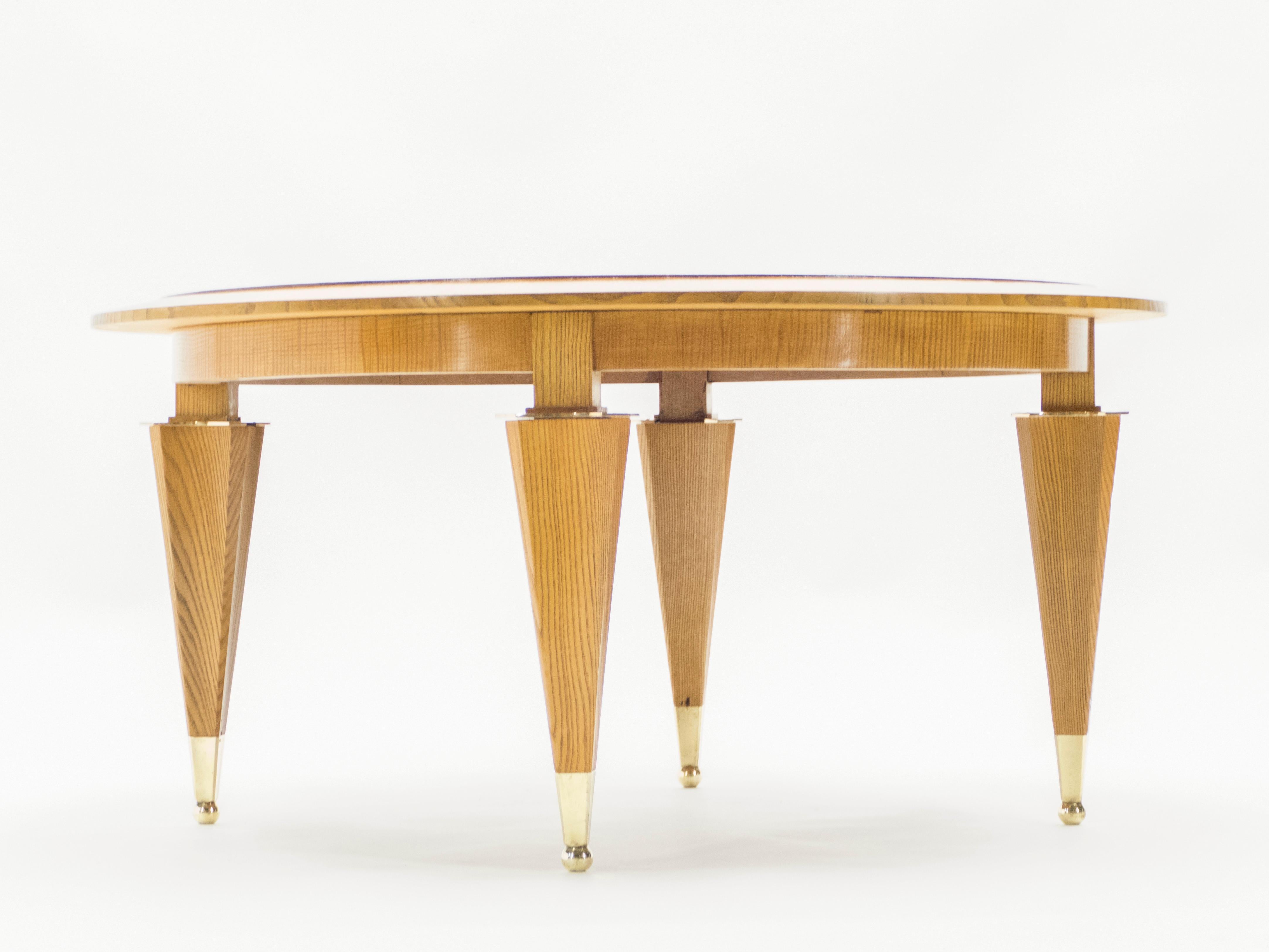 André Arbus Ash Wood Neoclassical Coffee Table 1940s For Sale 5