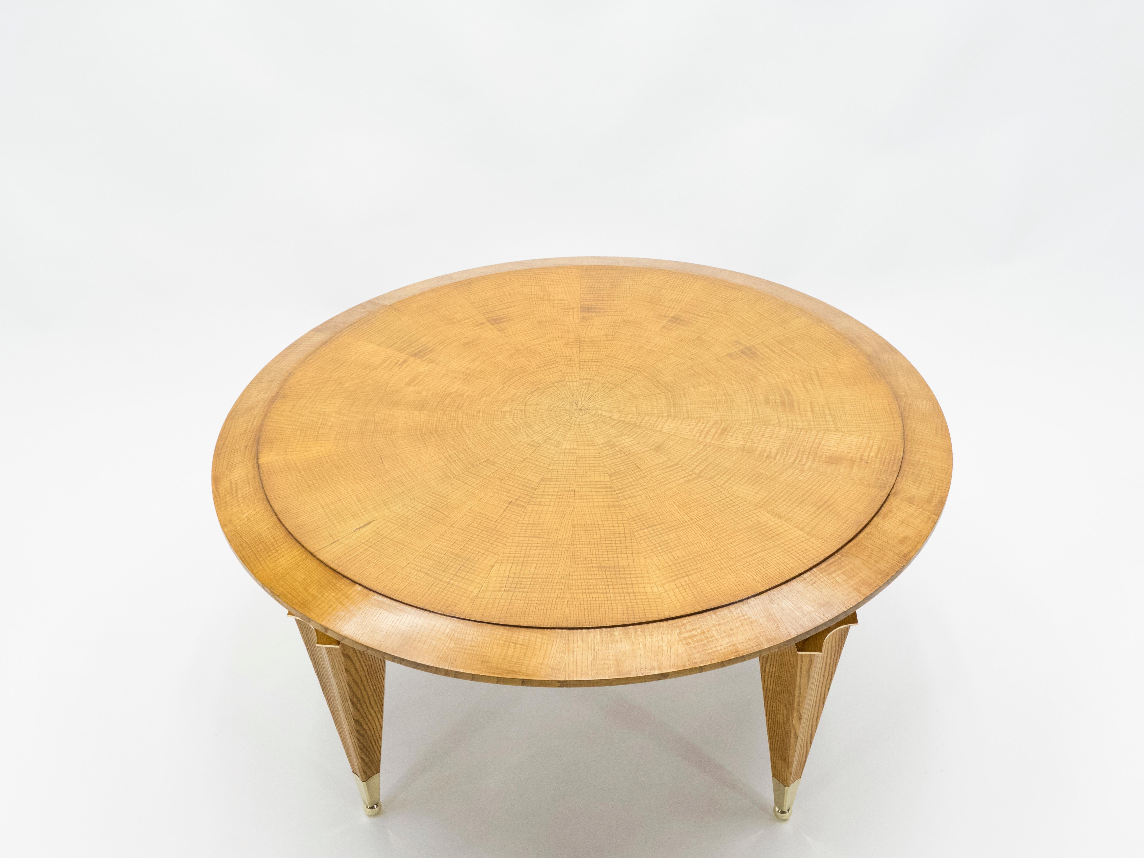 André Arbus Ash Wood Neoclassical Coffee Table 1940s For Sale 6