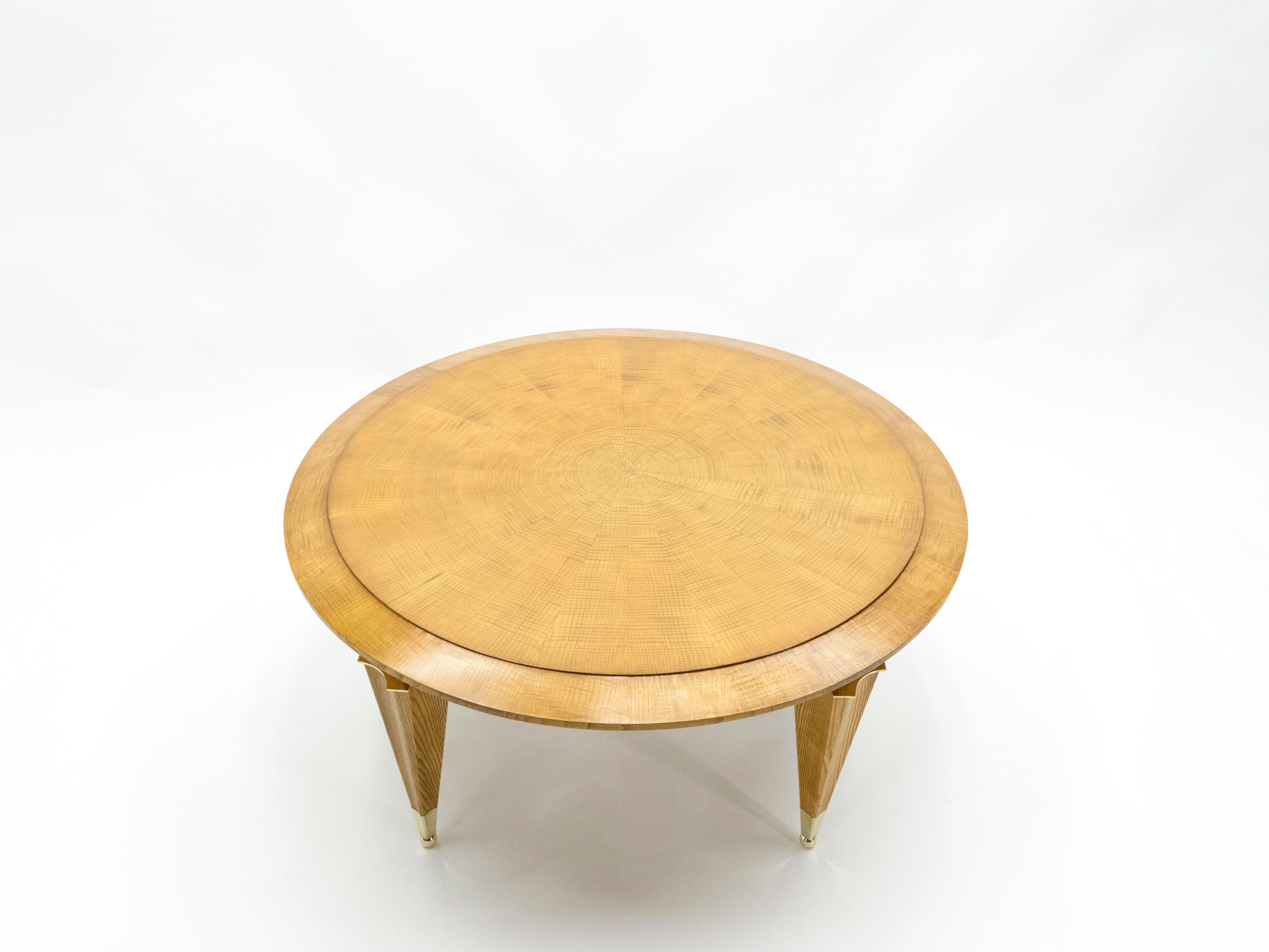 French André Arbus Ash Wood Neoclassical Coffee Table 1940s For Sale