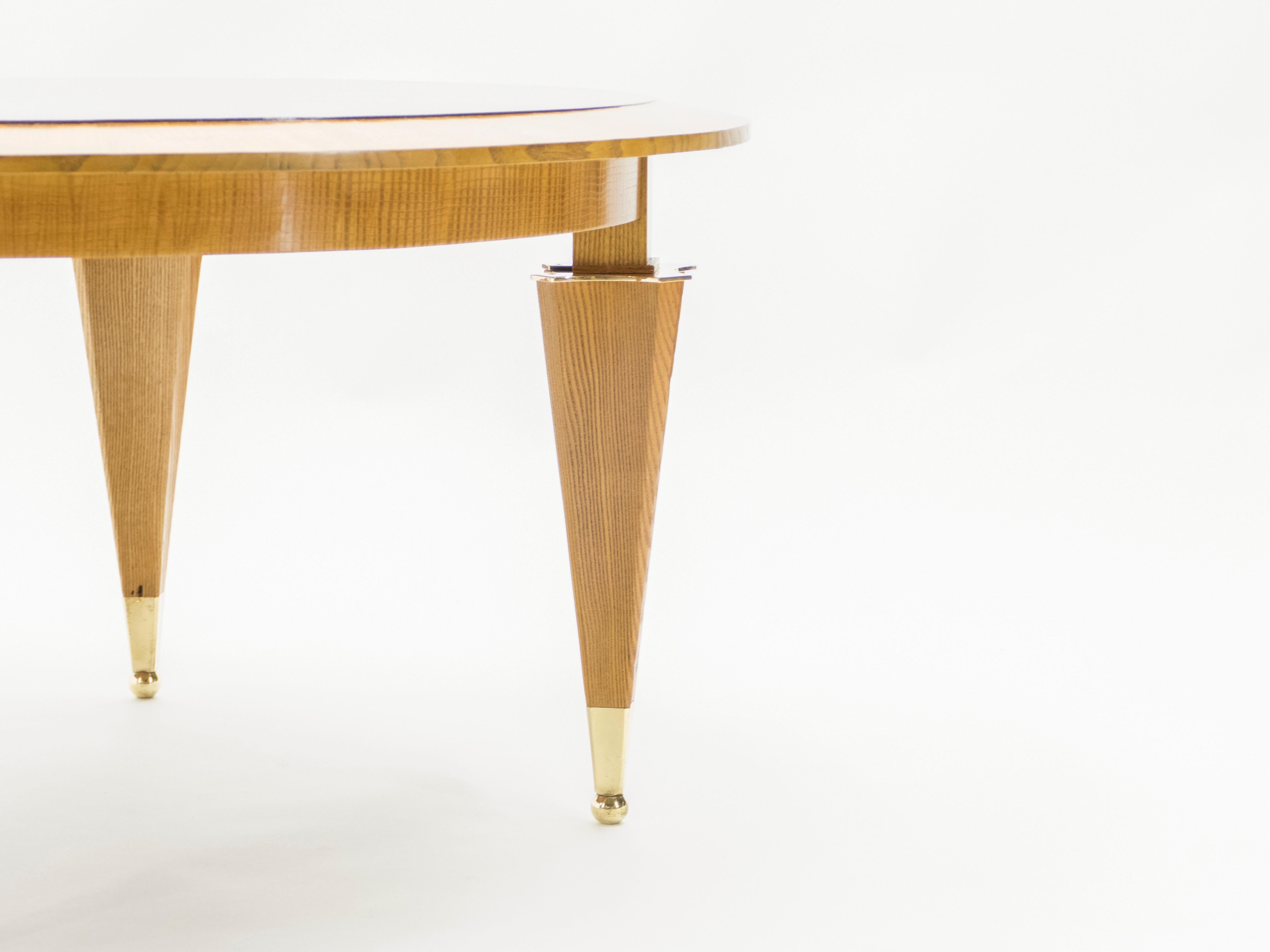 André Arbus Ash Wood Neoclassical Coffee Table 1940s In Good Condition For Sale In Paris, IDF