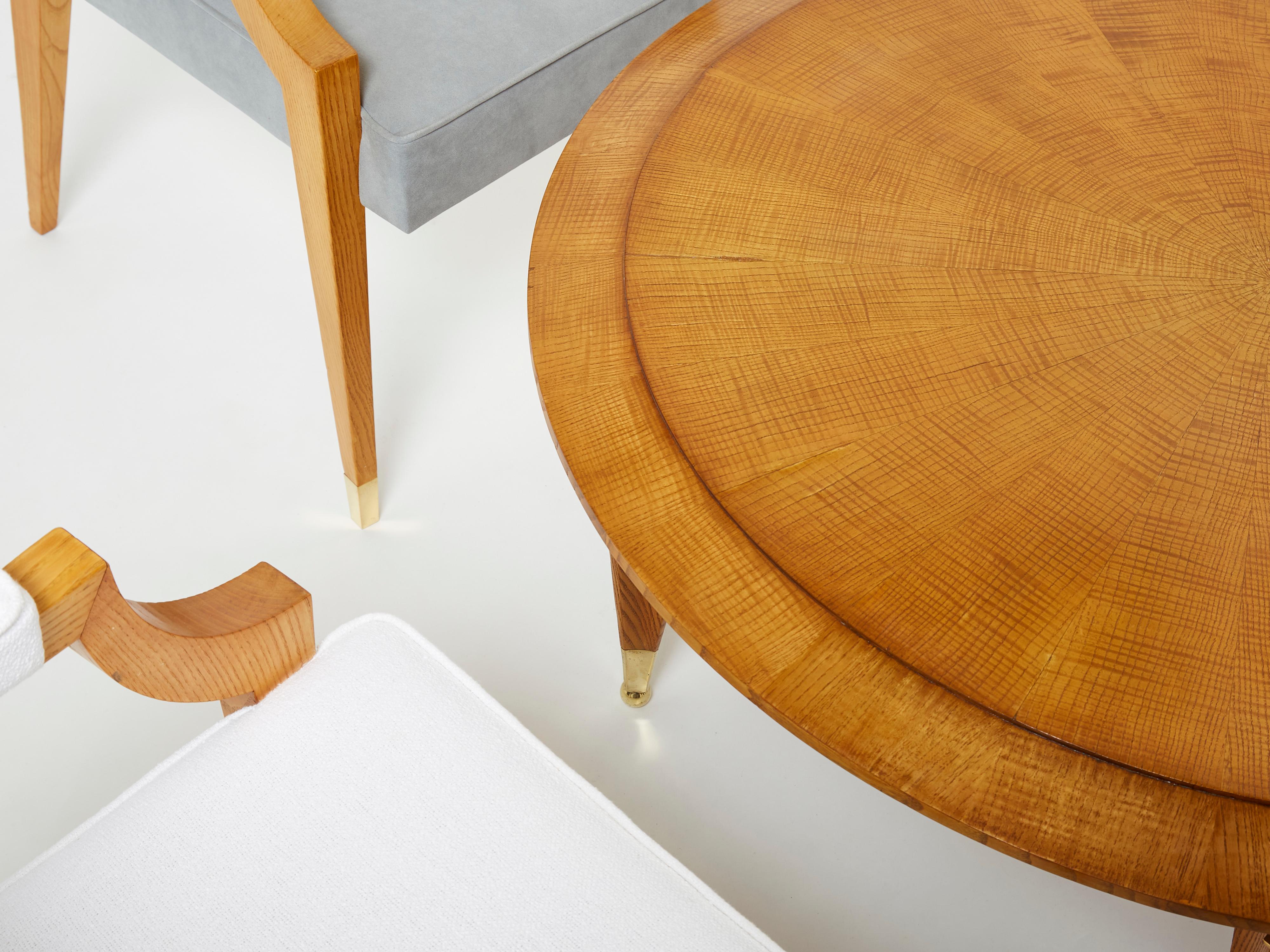 Laiton Table basse néoclassique en bois de frêne Andr Arbus, années 1940 en vente