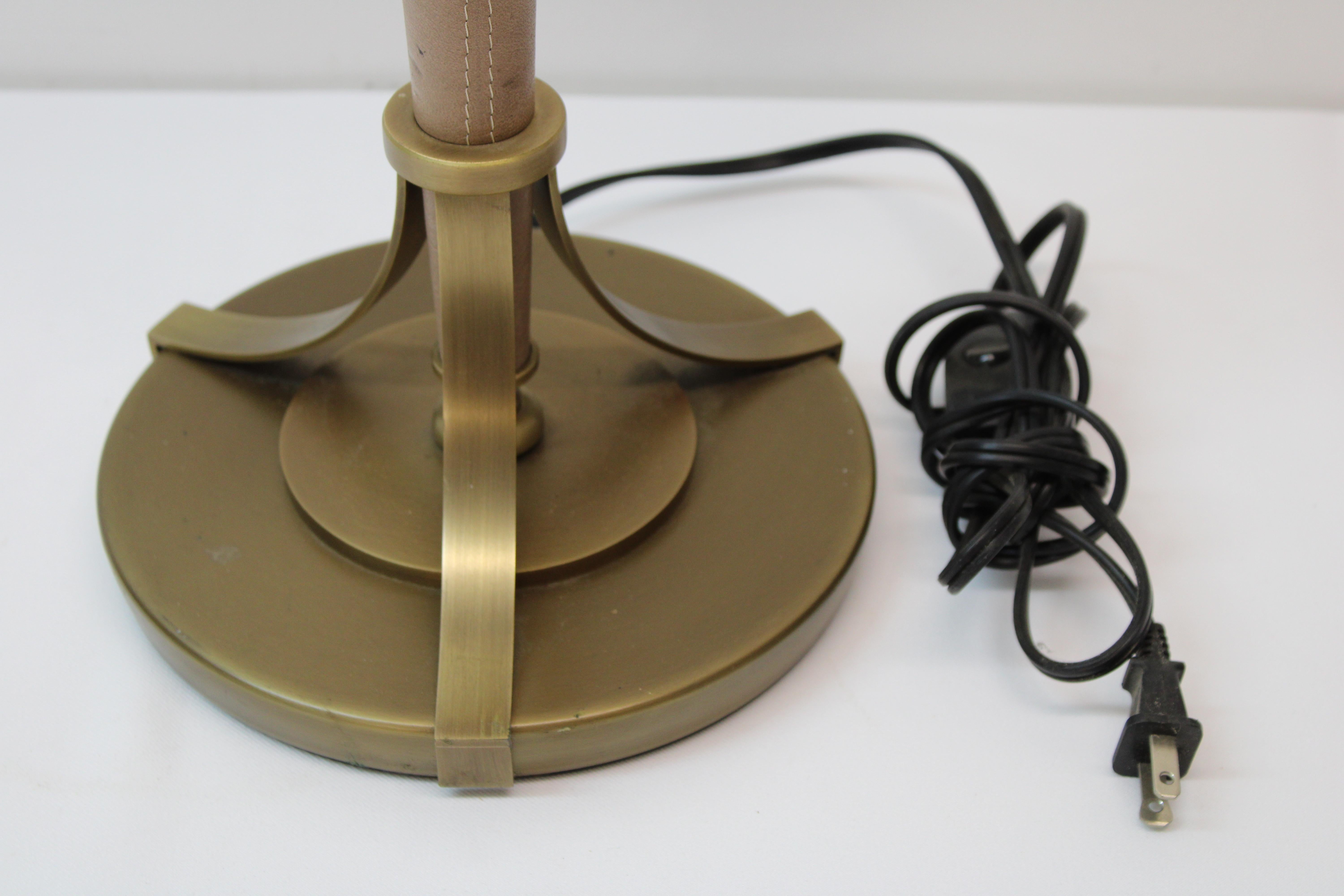 20th Century Andre Arbus for Baker Brass & Leather Lamps For Sale