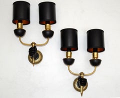 André Arbus Bronzo e Mano Nera Applique a due bracci Neoclassico, Coppia