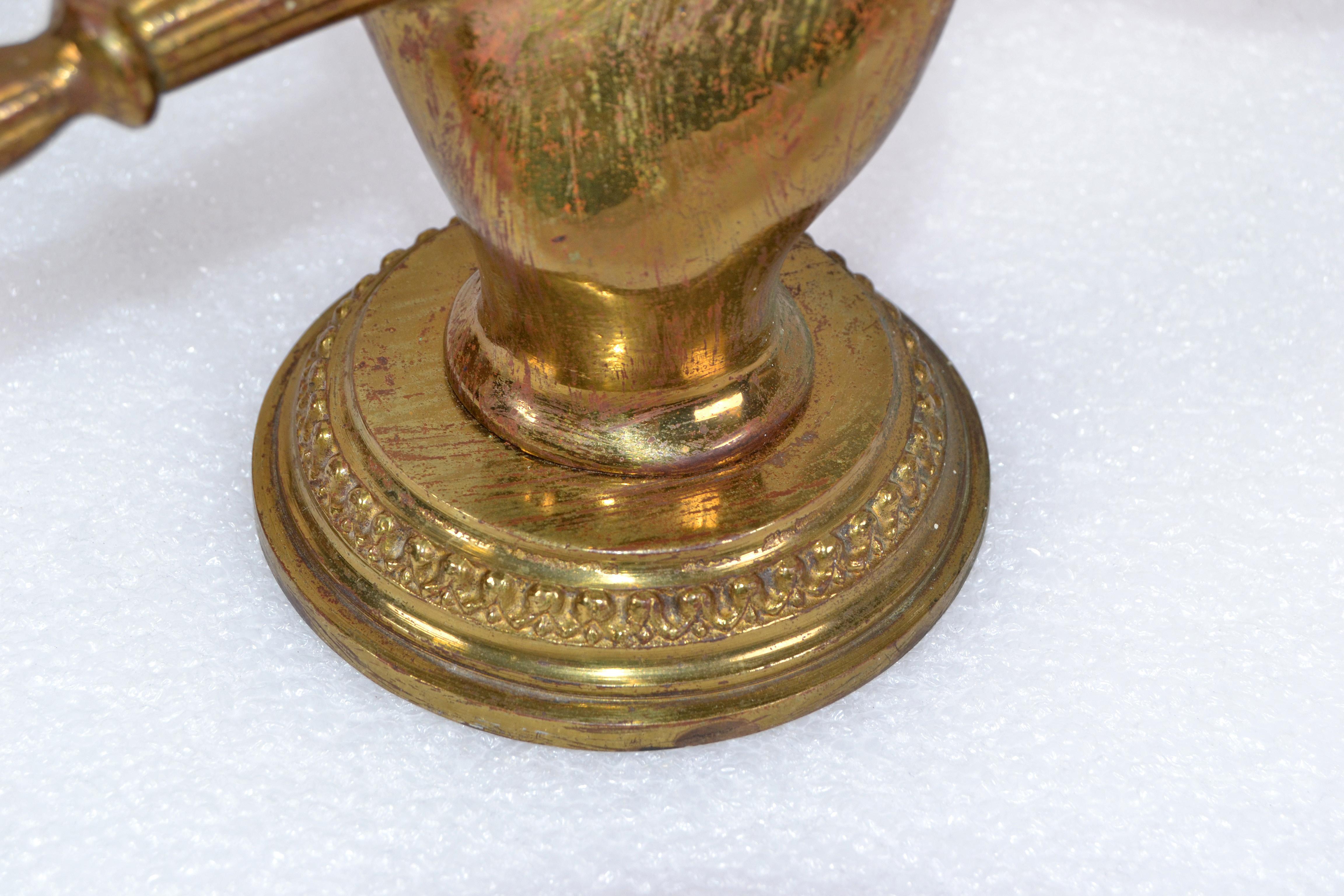 André Arbus Bronze Hand Sconces Opaline Glass Globes French Provincial, Pair For Sale 5
