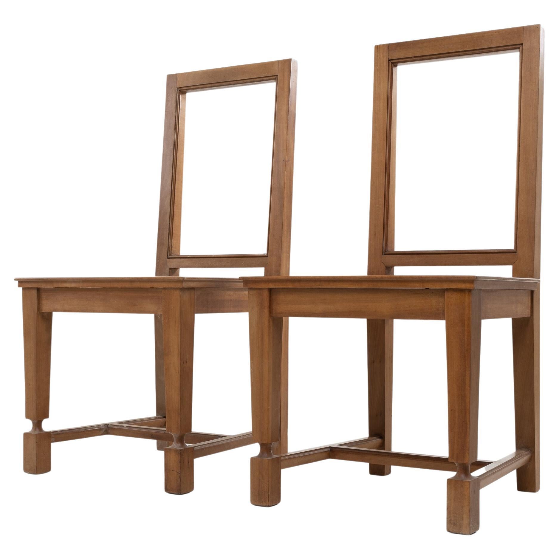 André Arbus, France, an Elegant Set of 4 Cherrywood Chairs