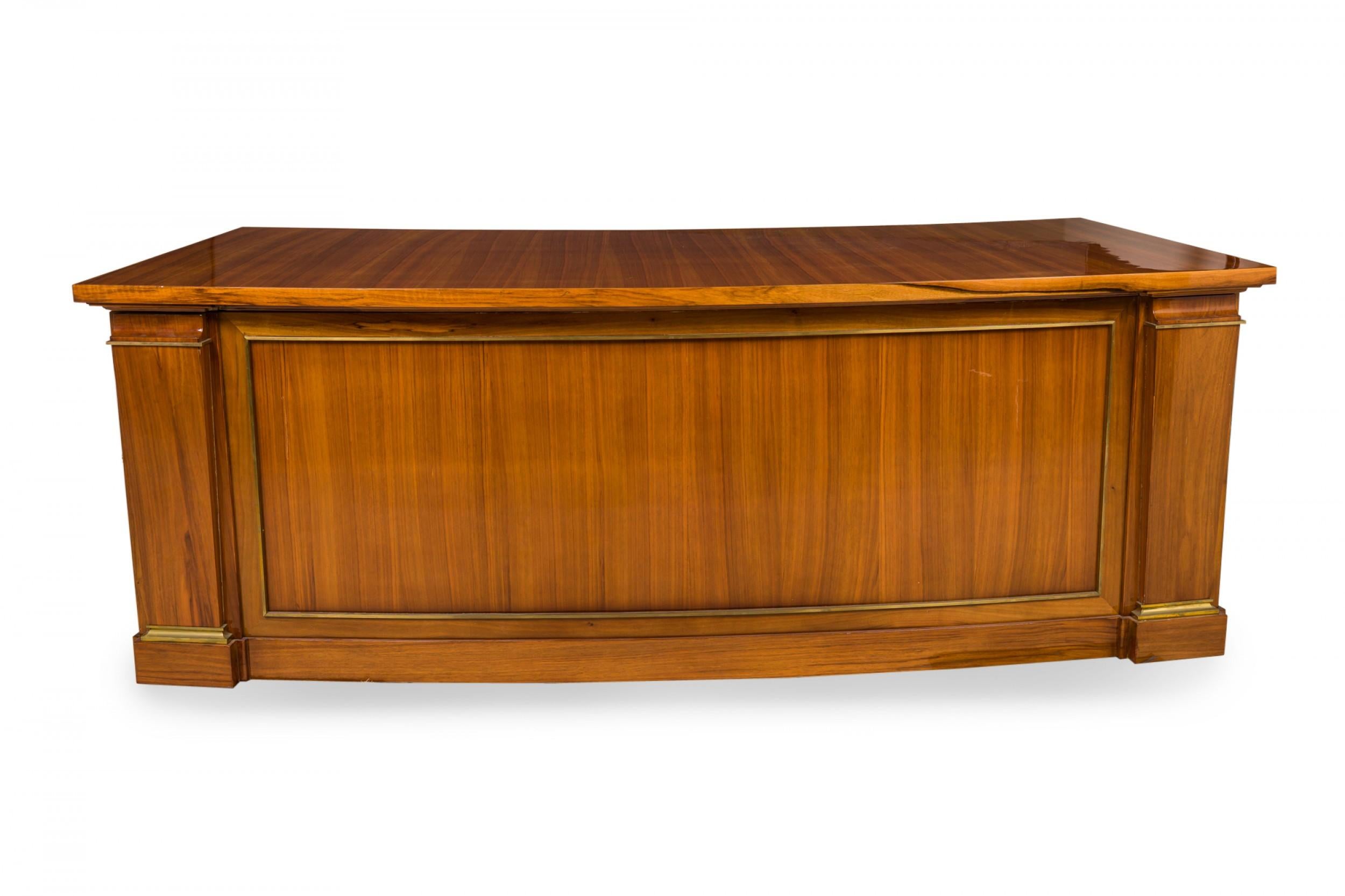 Wood Andre Arbus French Art Deco Blond Rosewood and Bronze Executive Desk